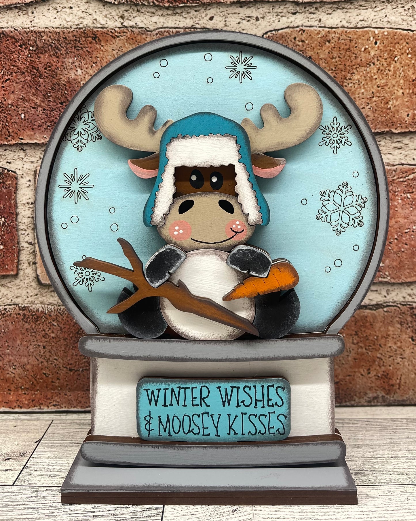 December Craft Kit - Winter Moose Themed - basket and water globe not included