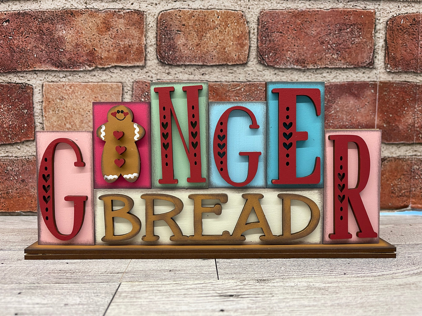 Gingerbread word kit - wood pieces, unpainted wood cutouts, ready for you to paint, scrapbook paper is not included