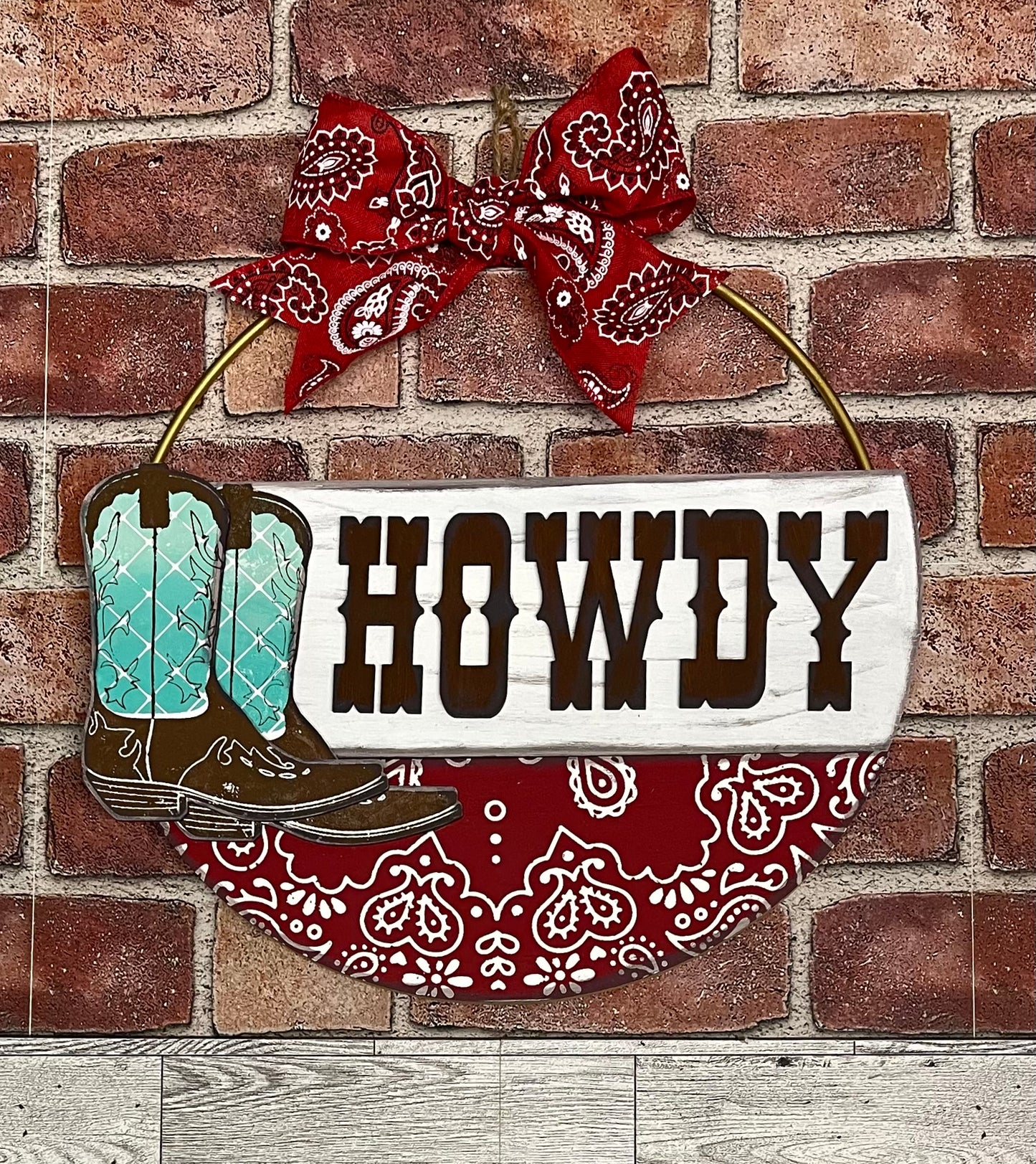 2 Cowboy boot and Howdy cutouts only- unpainted wooden cutouts, ready for you to paint