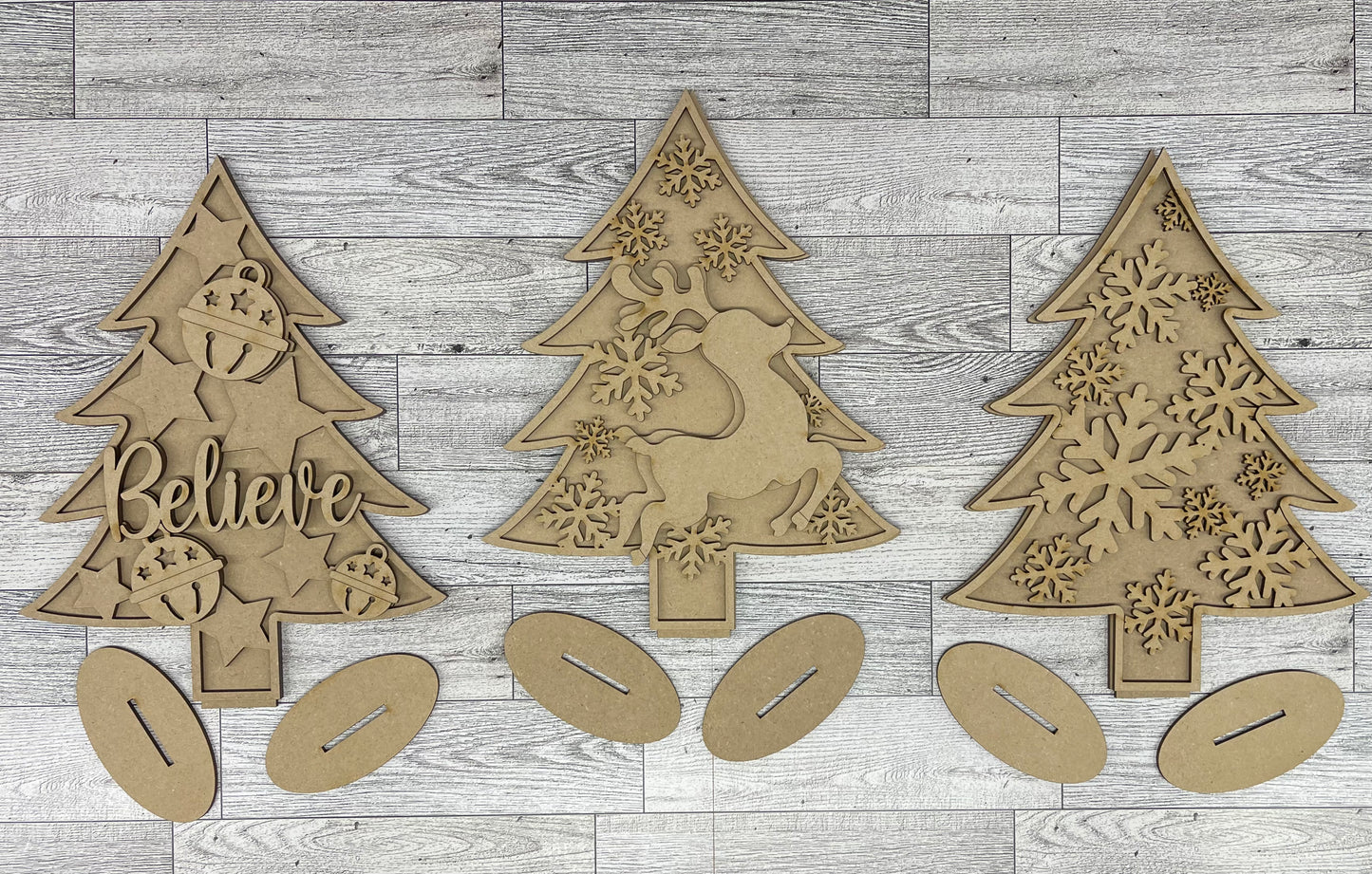 Christmas Tree cutout kits, unpainted ready for you to finish