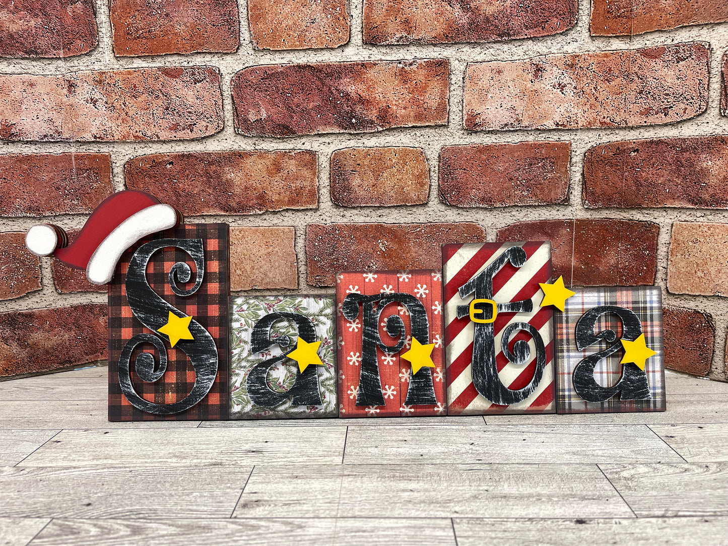 Santa word kit - wood pieces, unpainted wood cutouts, ready for you to paint, scrapbook paper is not included