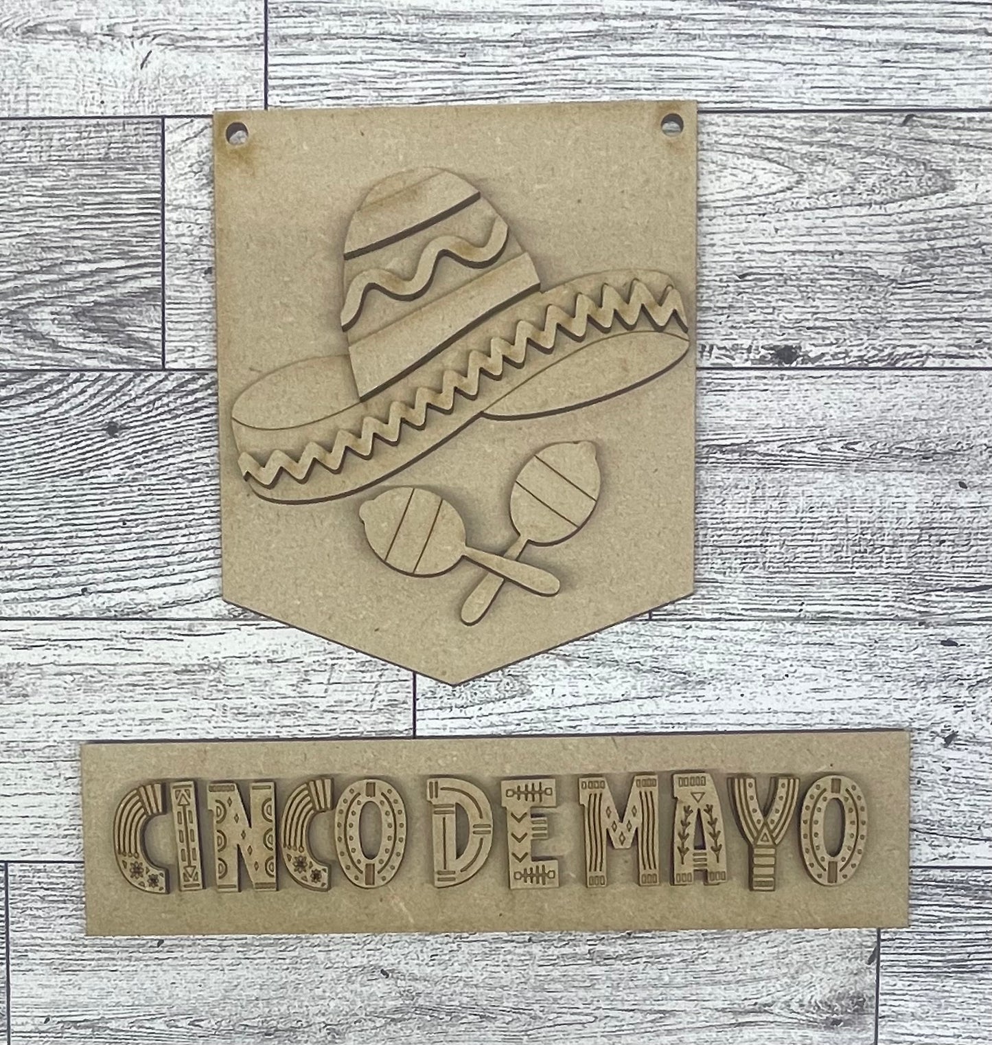 Cinco de Mayo sign cutouts for changeable sign - unpainted wooden cutouts, ready for you to paint
