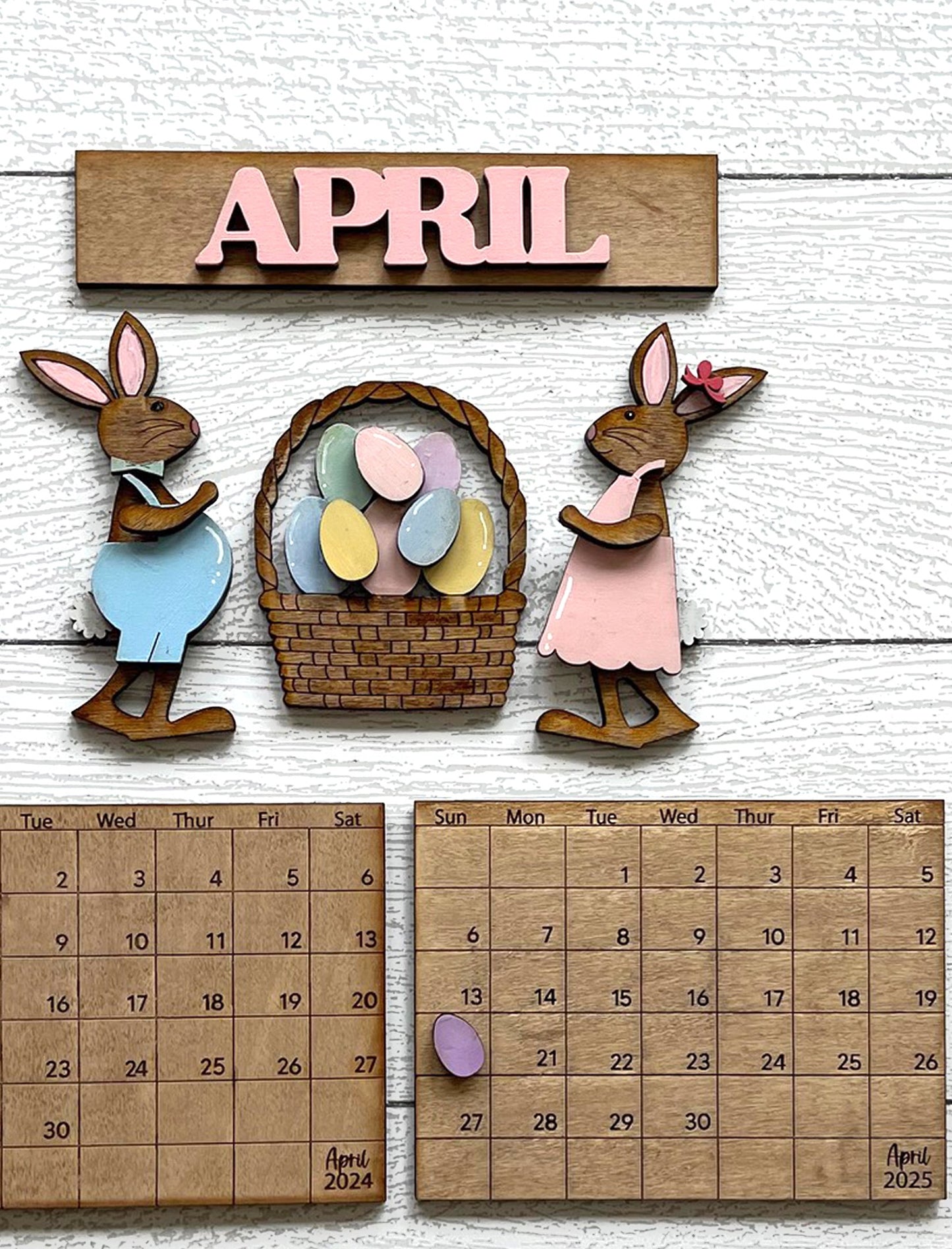 April 2025 Calendar Insert - Unpainted Wood Cutouts