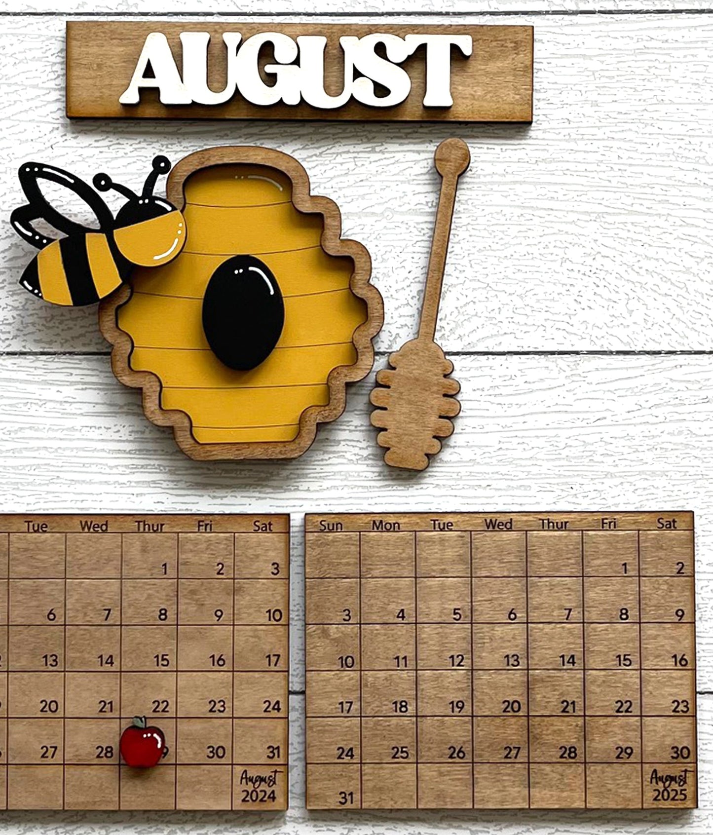 August 2025 Calendar Insert - Unpainted Wood Cutouts