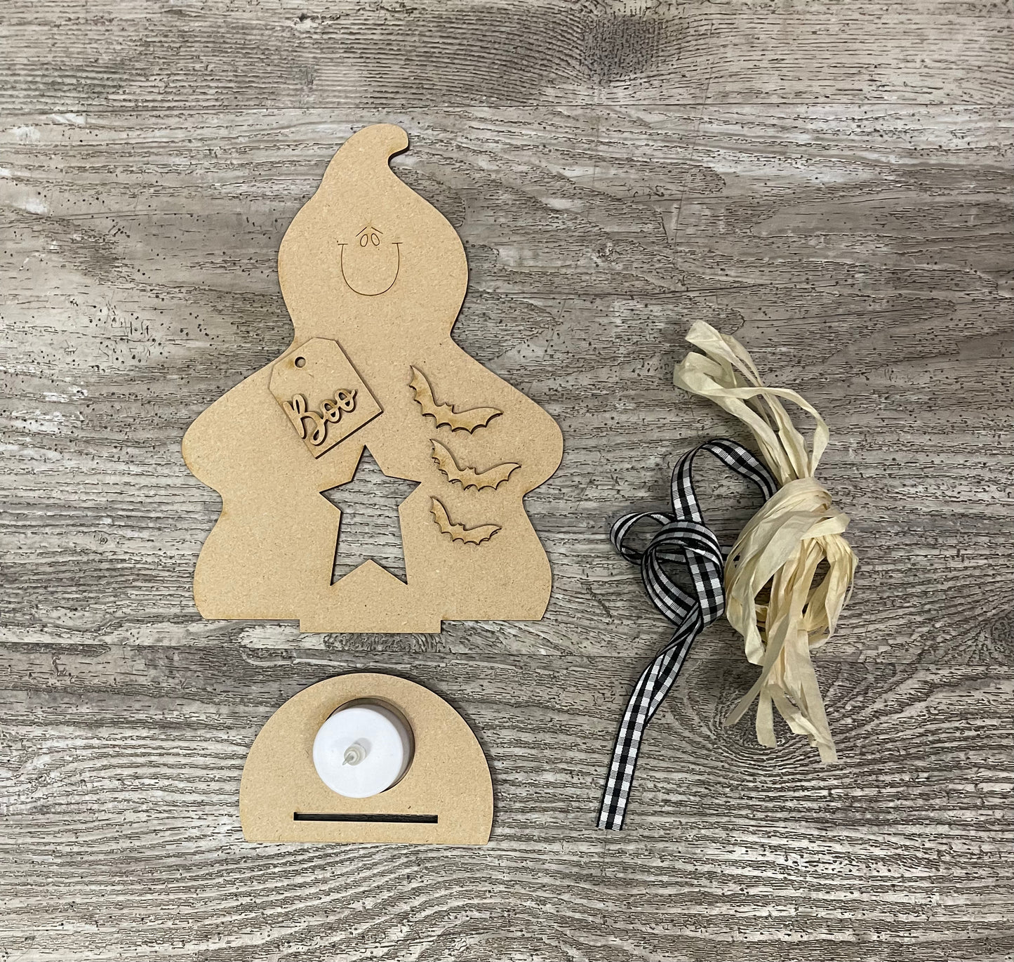 Halloween and Fall Tea lights diy kit cutout,unpainted wooden cutouts, ready for you to paint