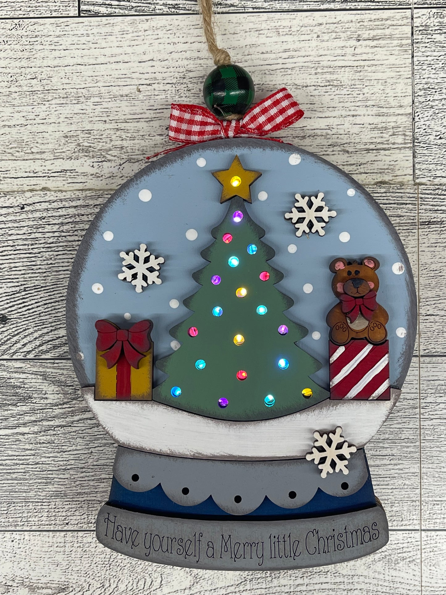 Christmas Tree with presents - lighted Christmas Globe Ornament or Stander - unpainted wood cutouts, ready for you to paint