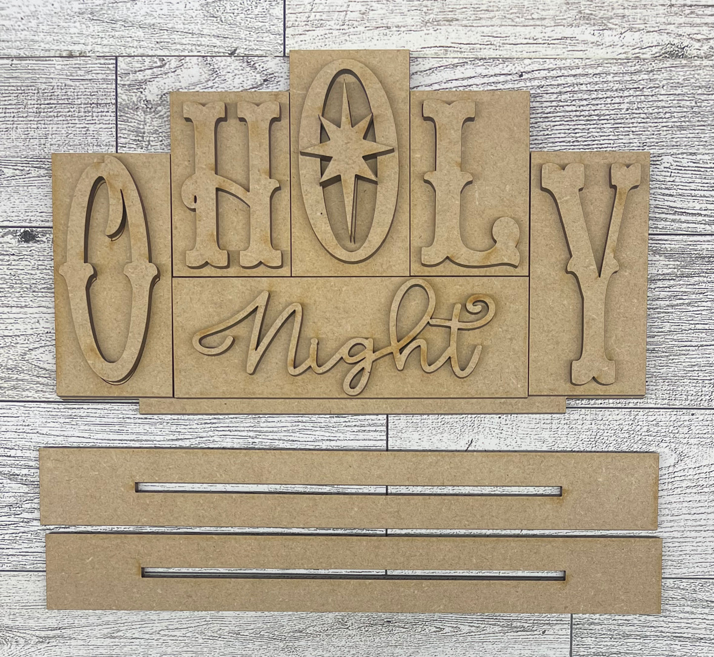 Religious Christmas word kit - wood pieces, unpainted wood cutouts, ready for you to paint, scrapbook paper is not included