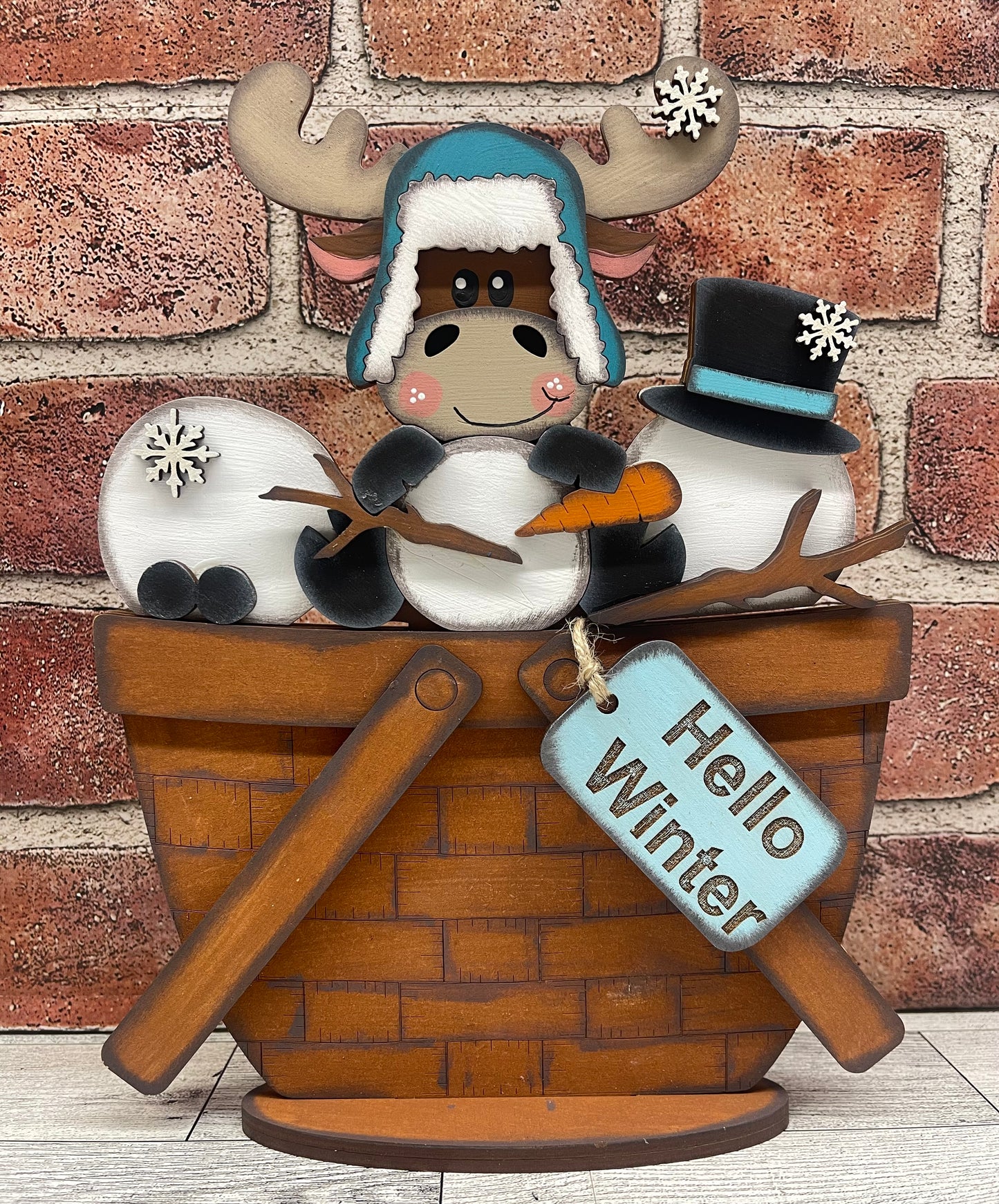 December Craft Kit - Winter Moose Themed - basket and water globe not included