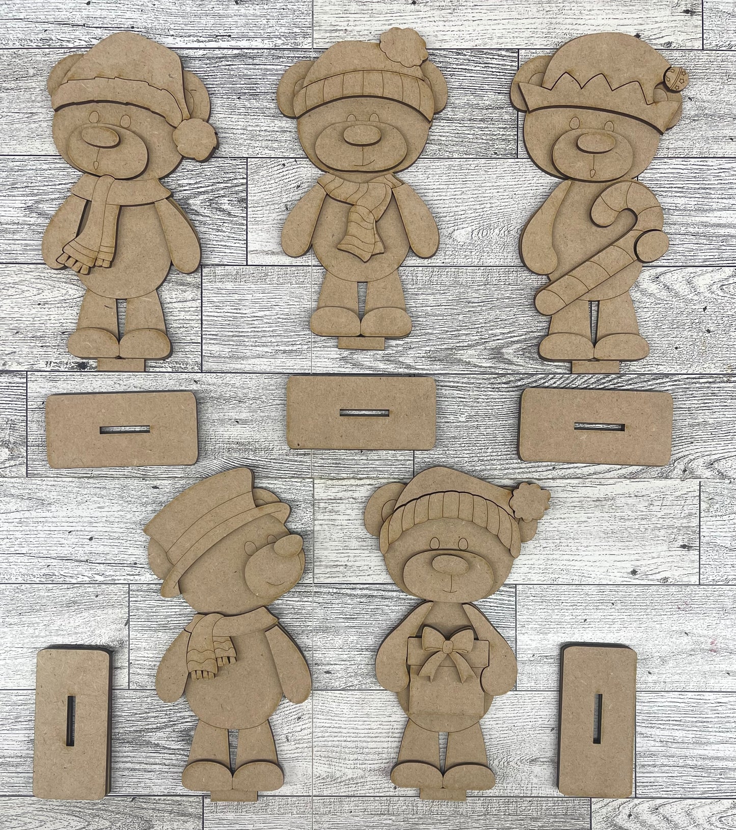 2026 4th Day of Christmas in July -Christmas Bear Standers - unpainted cutouts, ready to paint (Copy)