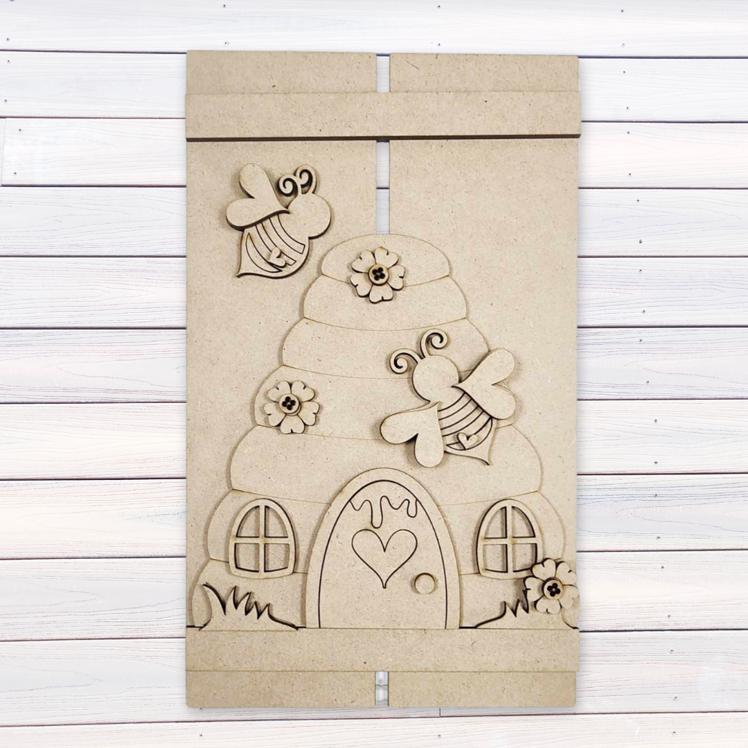Bee Hive - Hello Honey Collection unpainted wooden cutout, ready for you to paint