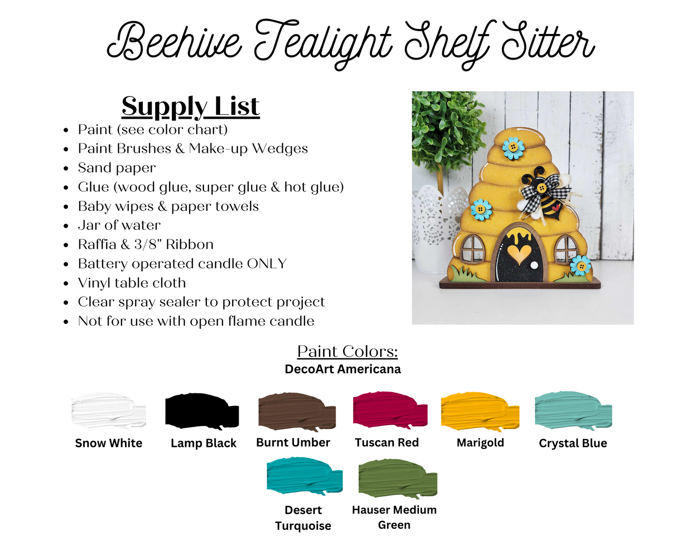 Hello Honey Collection Bee, Bee Hive and Bee Humble & Kind Word Stander - unpainted cutouts