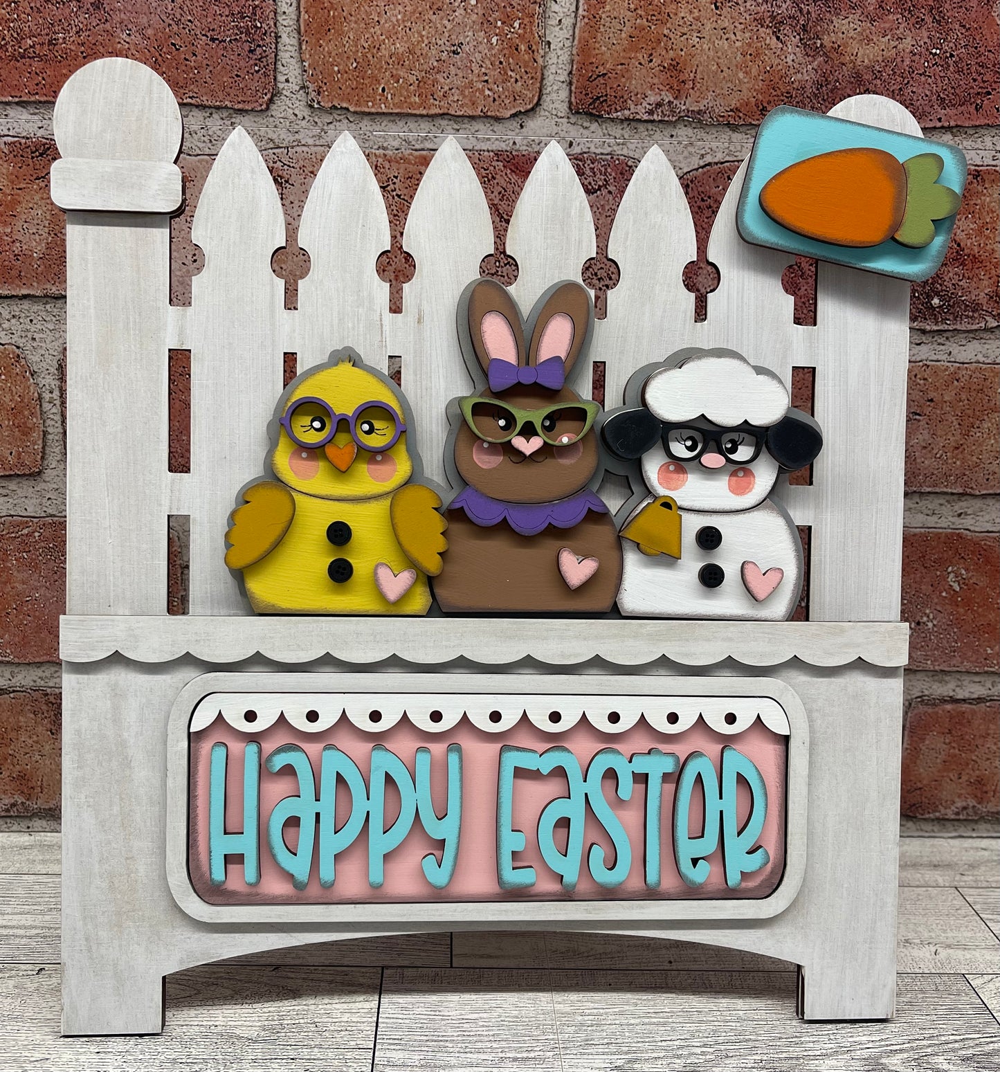 Happy Easter - Chick, Lamb & Bunny Truck insert only, unpainted wood cutouts, ready for you to paint, does not include truck