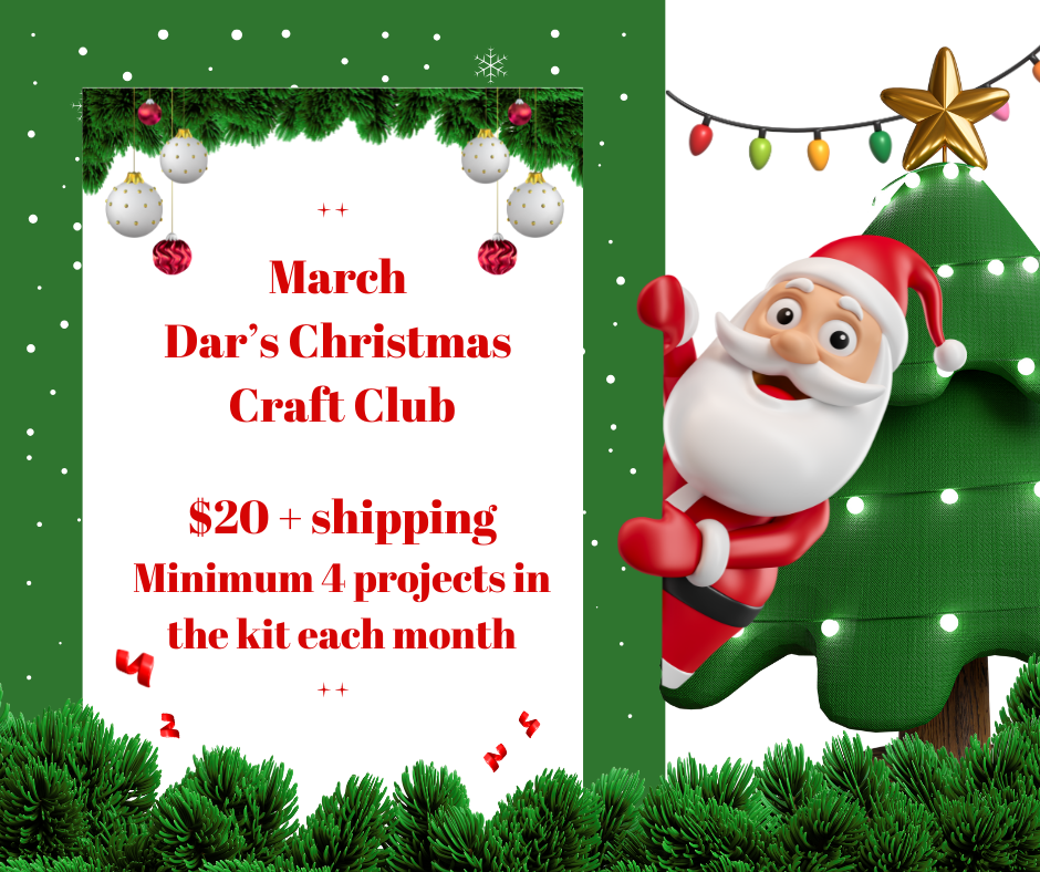 March - Dar's Christmas Craft Club - unpainted wood cutouts, ready for you to paint
