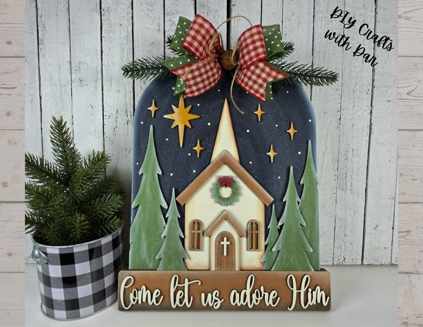 Come Let Us Adore Him Church Door Sign 2026 - unpainted wood cutouts, ready for you to paint