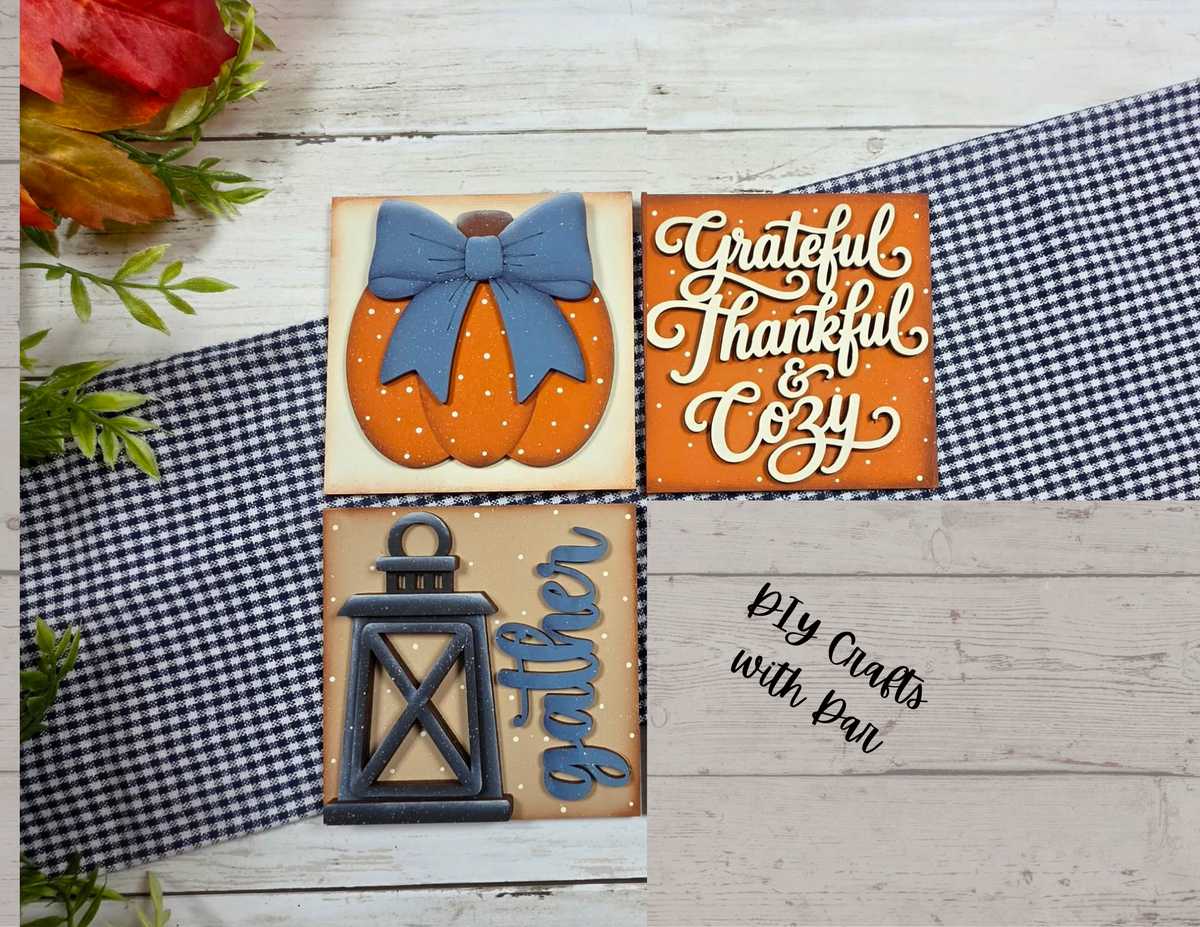 Give Thanks Leaning Ladder Blocks - set of 3 - unpainted ready for you to finish