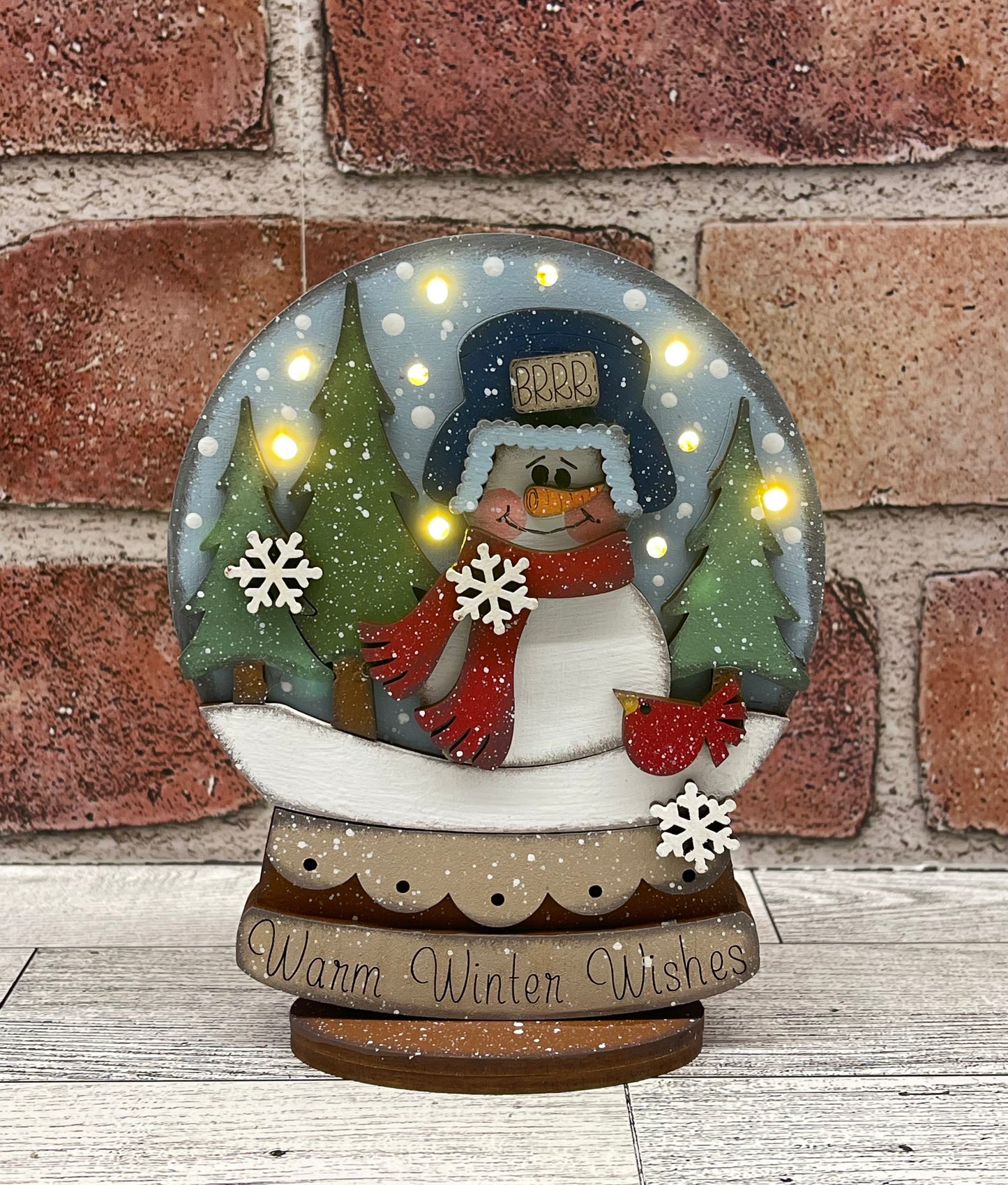 Snowman  - lighted Christmas Globe Ornament or Stander - unpainted wood cutouts, ready for you to paint