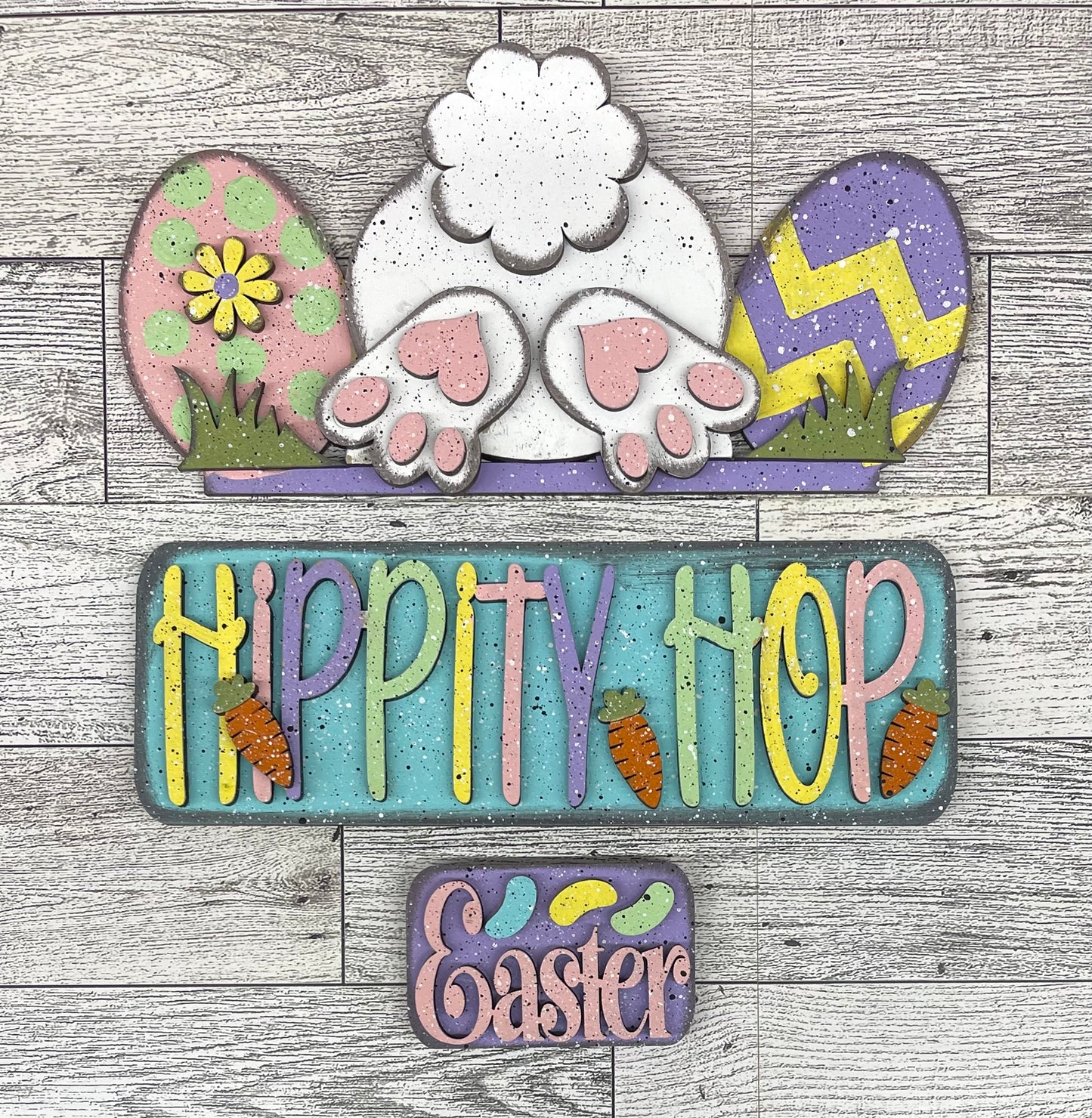 Easter Bunny Butt Truck insert only, unpainted wood cutouts, ready for you to paint, does not include truck