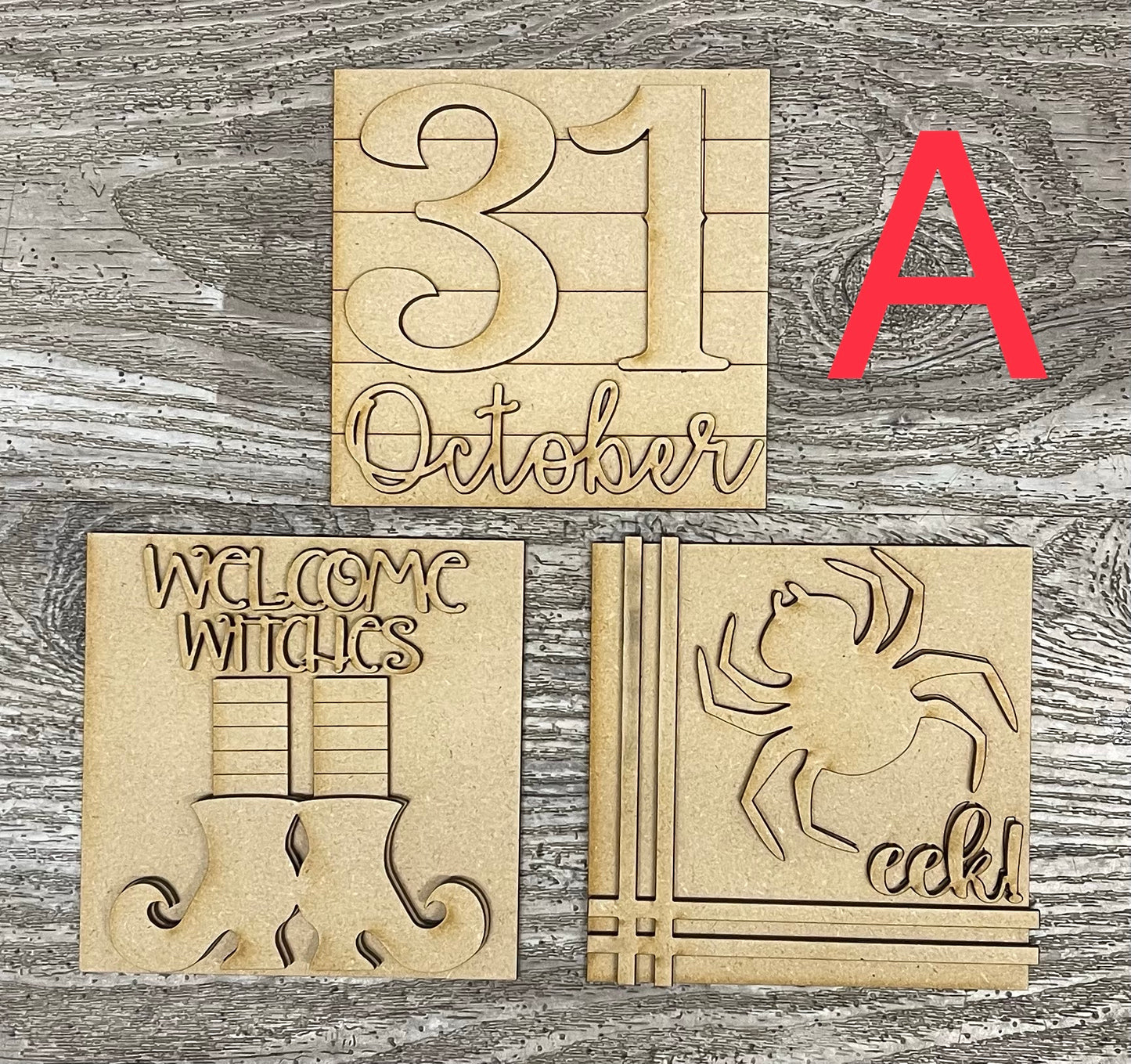 Sets of 3 Halloween Blocks only Kit, DIY Unpainted Wooden Kit, DIY Blocks for Leaning Ladder Kit (Copy)