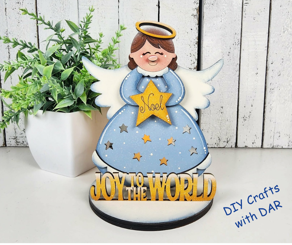 February 2026 - Add On - Angel Stander with Votive - unpainted wood cutouts, ready for you to paint