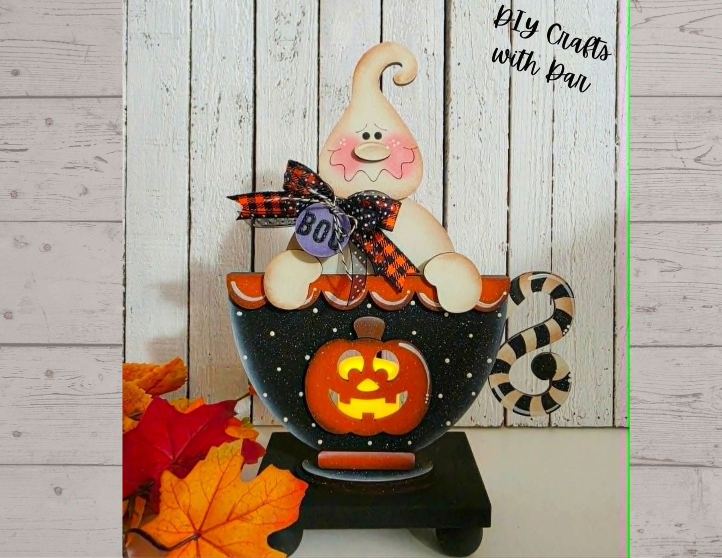 $10.00 Thursday - Ghost Tea Cup with Votive - unpainted cutouts ready for you to finish