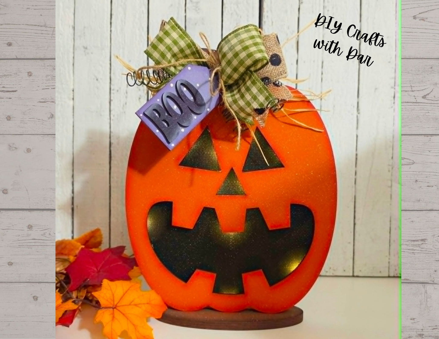 Pumpkin with Lights Stander - unpainted wooden cutouts, ready for you to paint