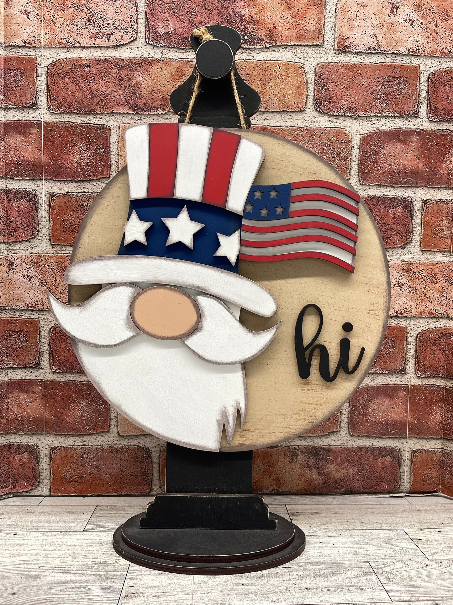 4th of July Gnome Changeable Door Sign cutouts - unpainted wooden cutouts, ready for you to paint