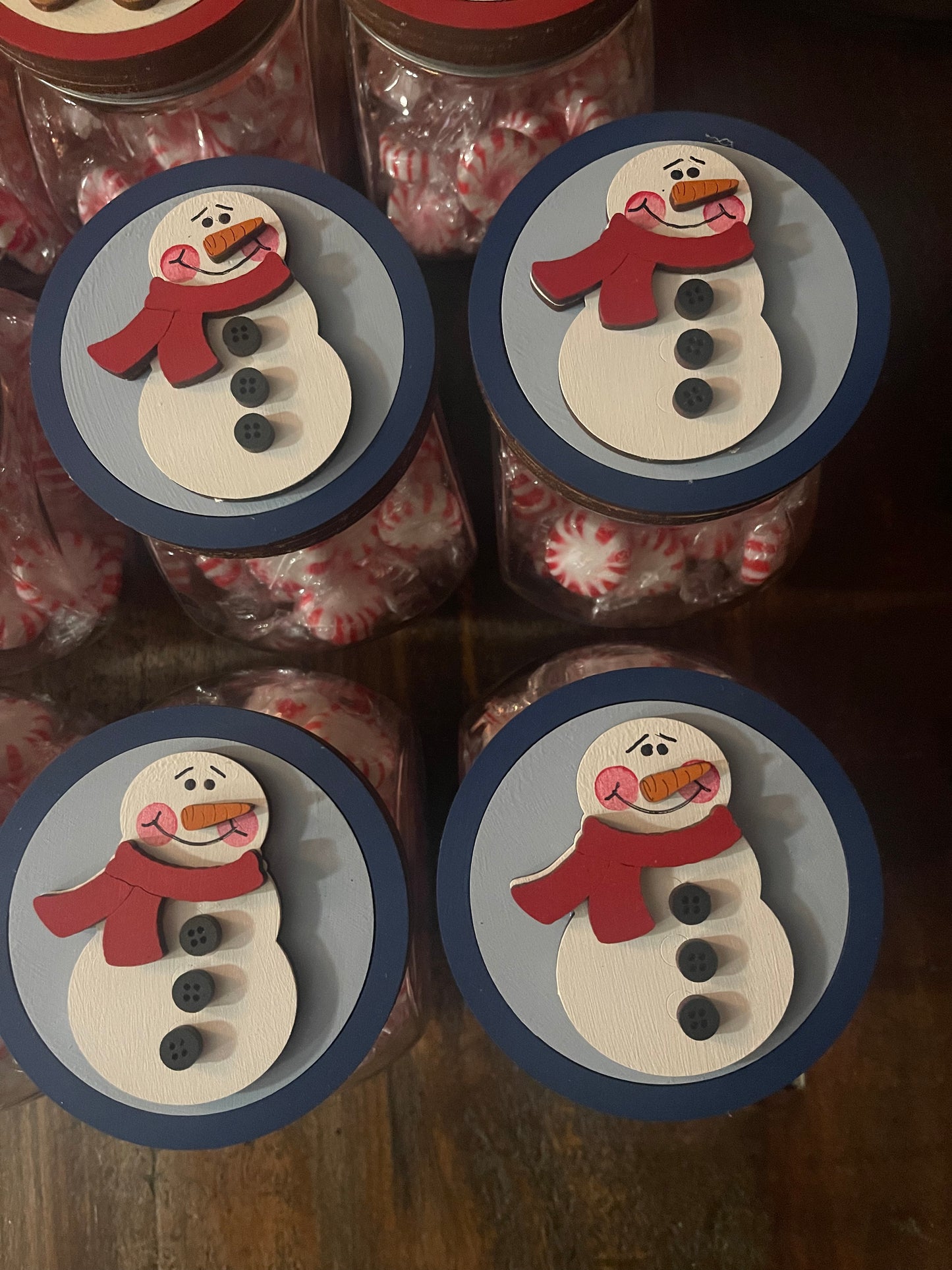Snowman Large Changeable jar lid kit, unpainted wooden cutouts - ready for you to paint