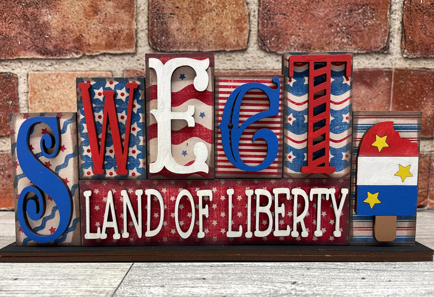 Patriotic word kit - wood pieces, unpainted wood cutouts, ready for you to paint, scrapbook paper is not included