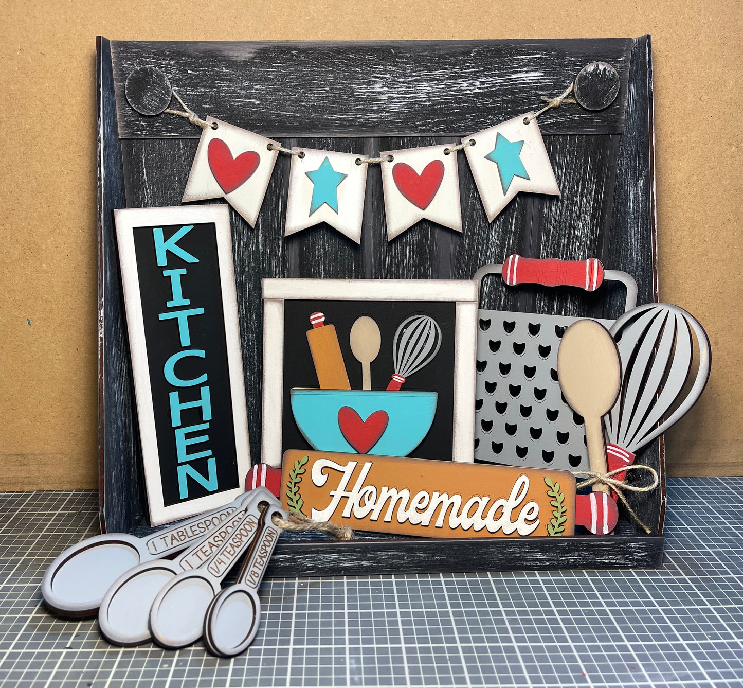 Primitive Home Collection Tiered Tray cutouts - unpainted wooden cutouts, ready for you to paint