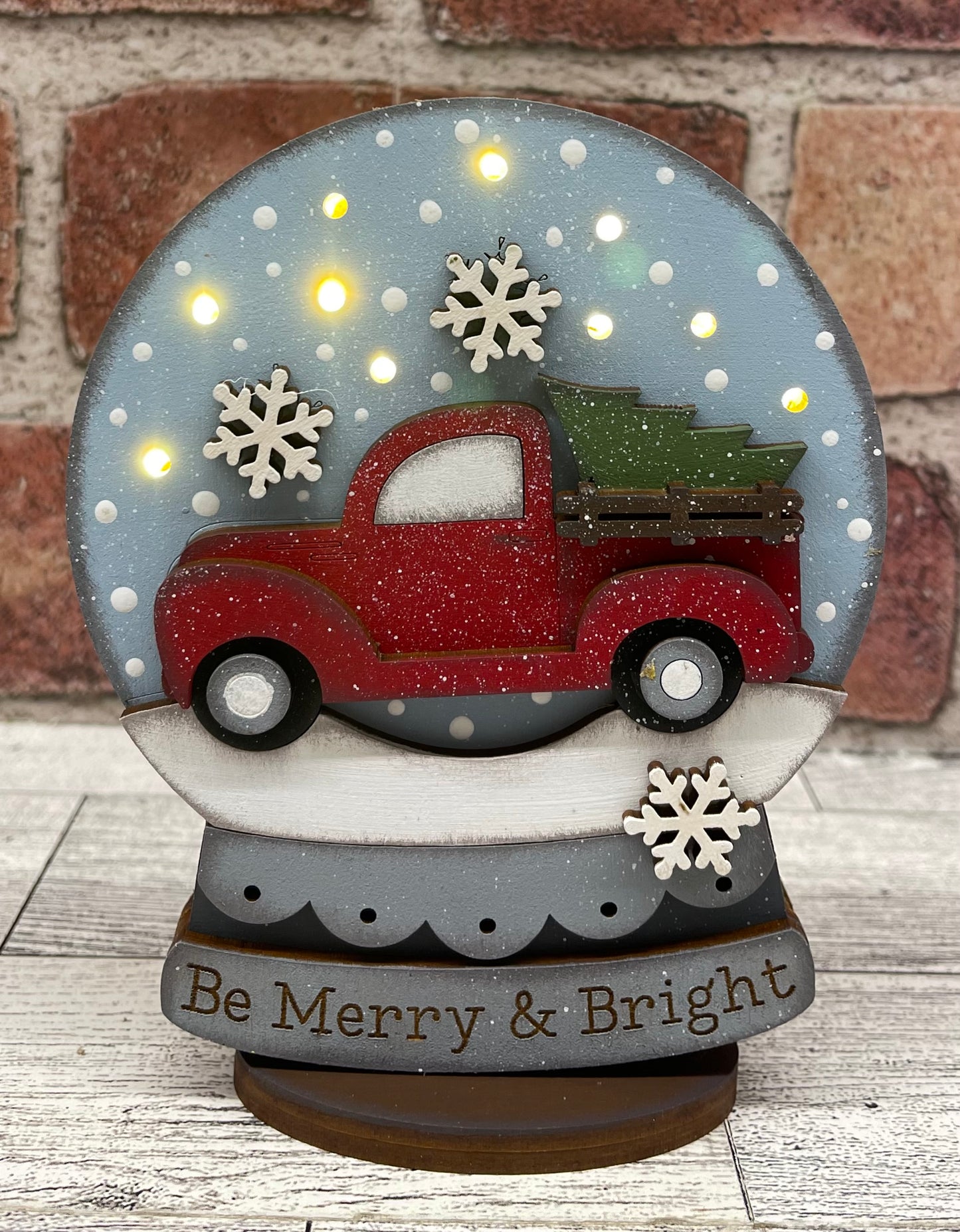 Red Truck - lighted Christmas Globe Ornament or Stander - unpainted wood cutouts, ready for you to paint