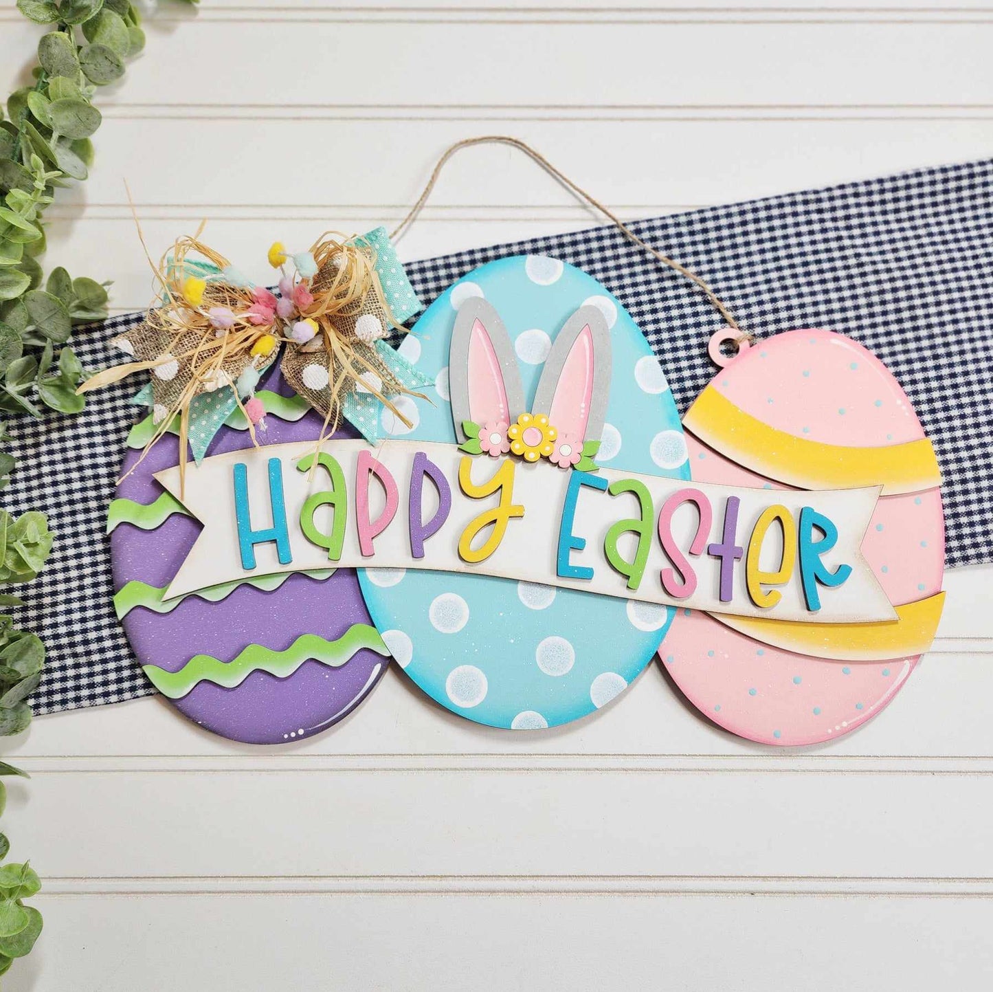 Happy Easter - Easter Egg Door Sign - Wood Cutouts unpainted ready for you to paint