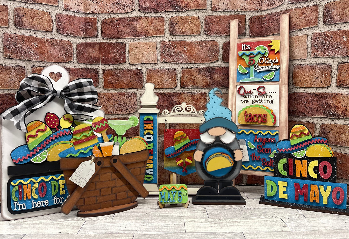 Cinco De Mayo Blocks only Kit, DIY Unpainted Wooden Kit, DIY Blocks for Leaning Ladder Kit