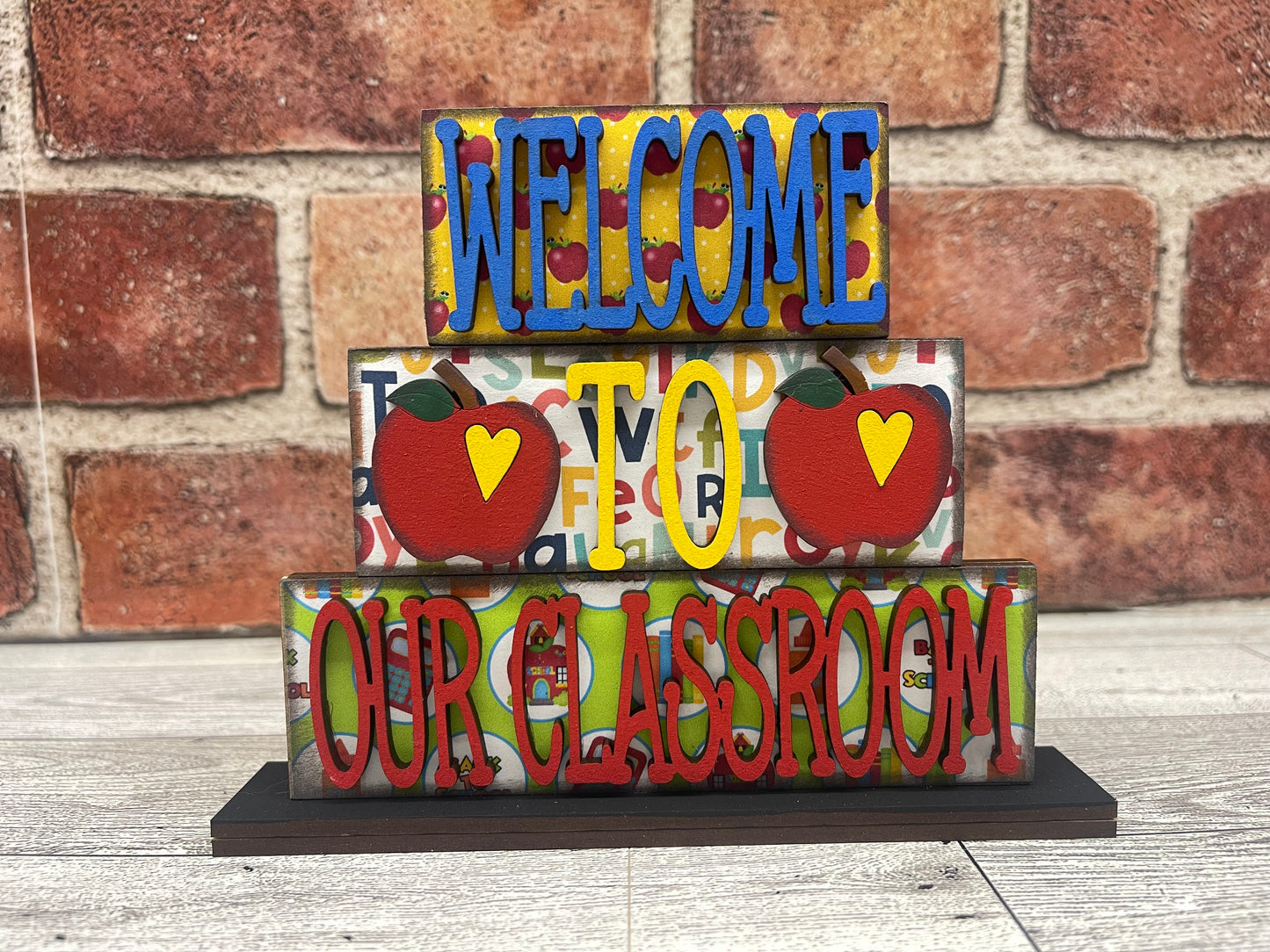 Teacher word stacker kits - wood pieces, unpainted wood cutouts, ready for you to paint, scrapbook paper is not included lol