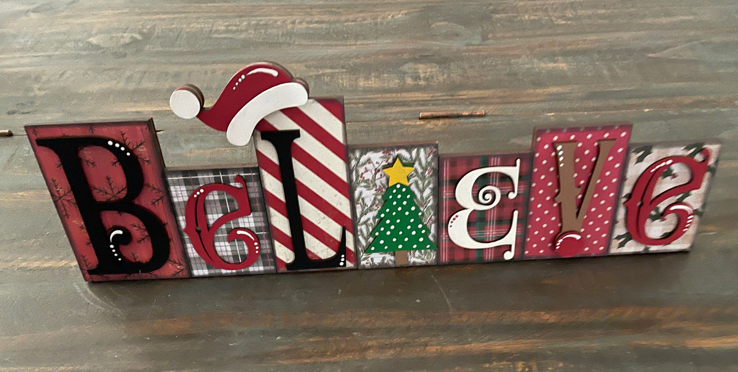 Believe word kit - wood pieces, unpainted wood cutouts, ready for you to paint, scrapbook paper is not included