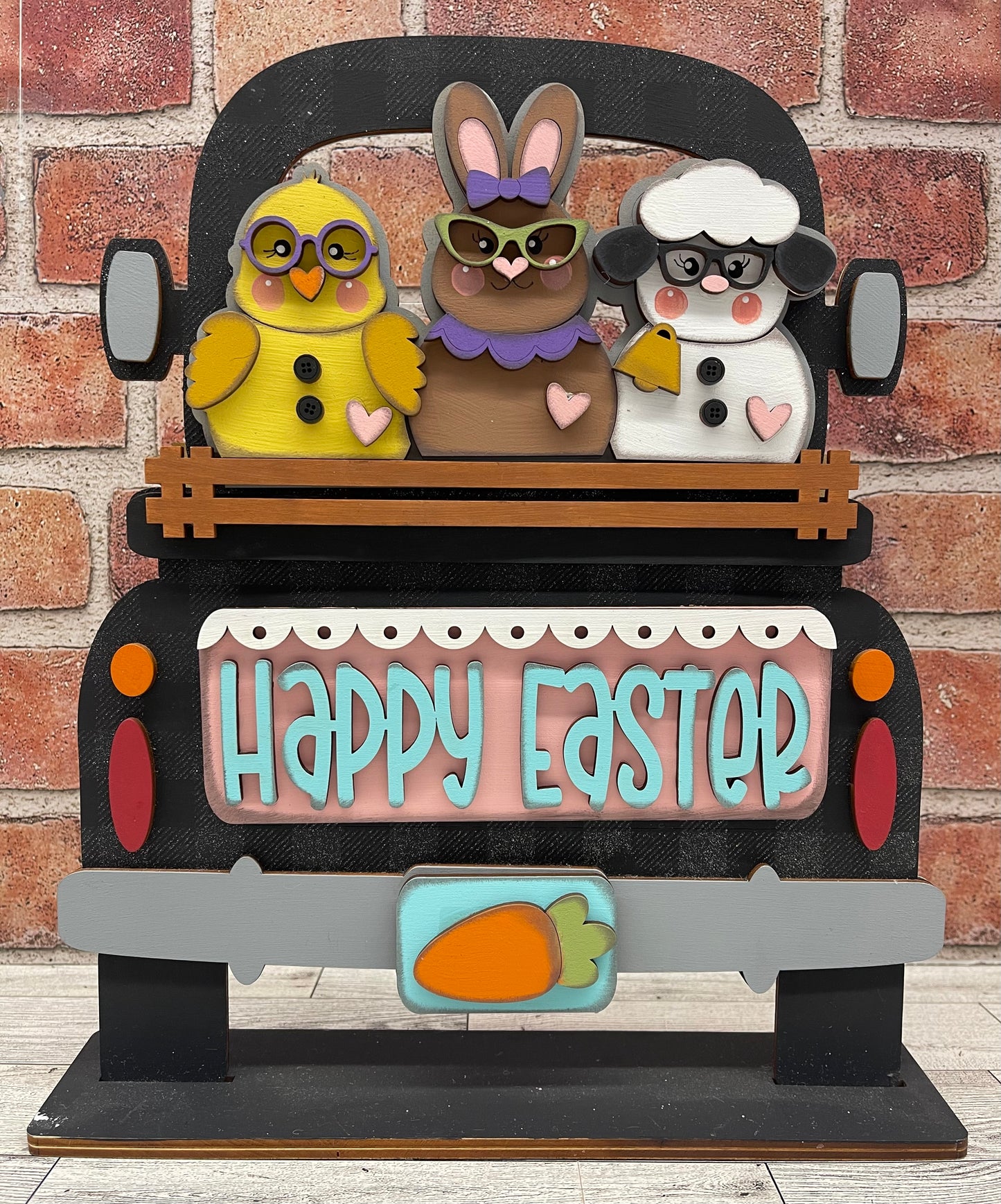 Happy Easter - Chick, Lamb & Bunny Truck insert only, unpainted wood cutouts, ready for you to paint, does not include truck