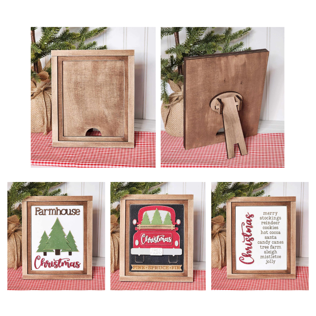 Country Christmas Tree Farm Trio of Signs unpainted cutouts