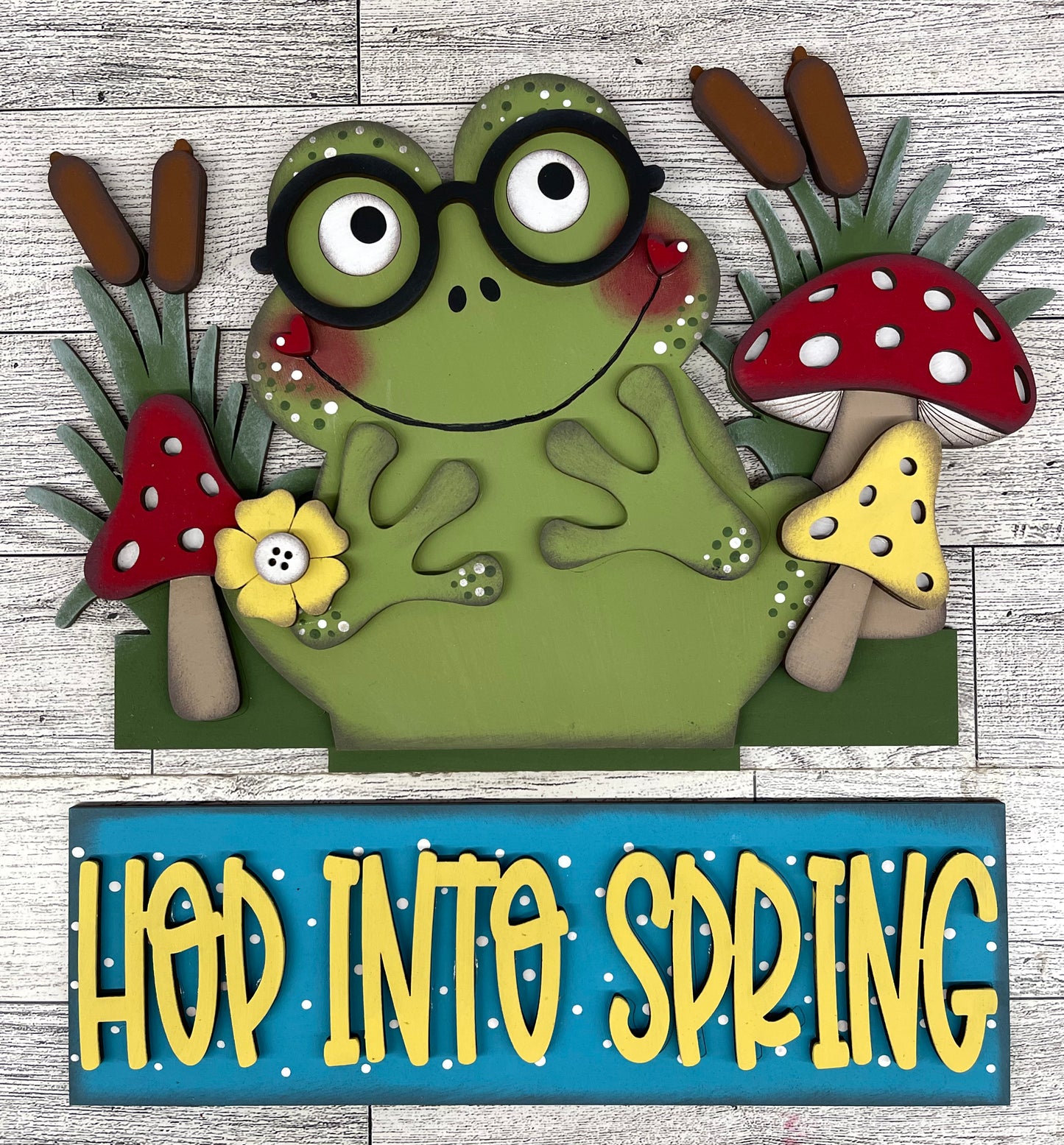 Hop into spring - Frog - Insert for Changeable Window Box unpainted wood cutouts, ready for you to paint