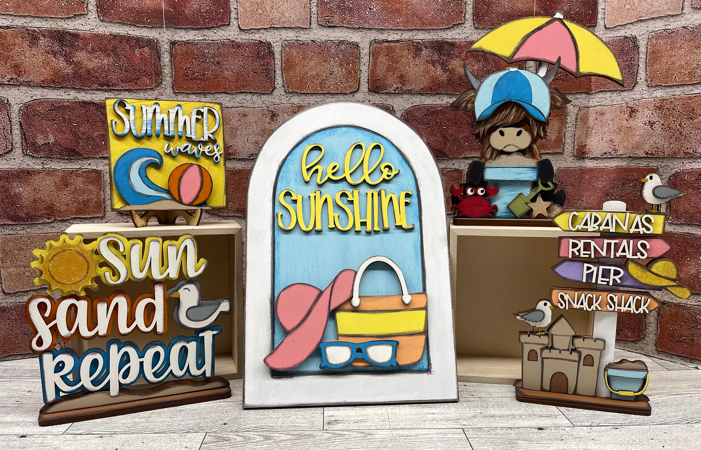 May Monthly Craft Kit - - Summer Beach themed - does not include frame or plain arch or HOME arch frame sold separately - unpainted ready for you to finish
