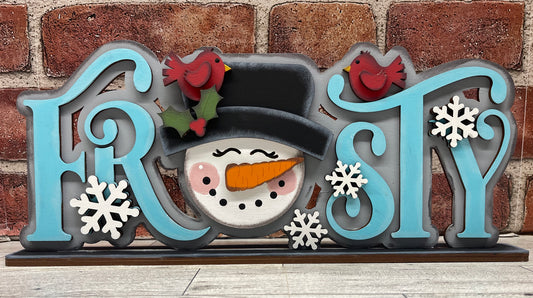 Frosty Snowman Word Stander unpainted cutouts