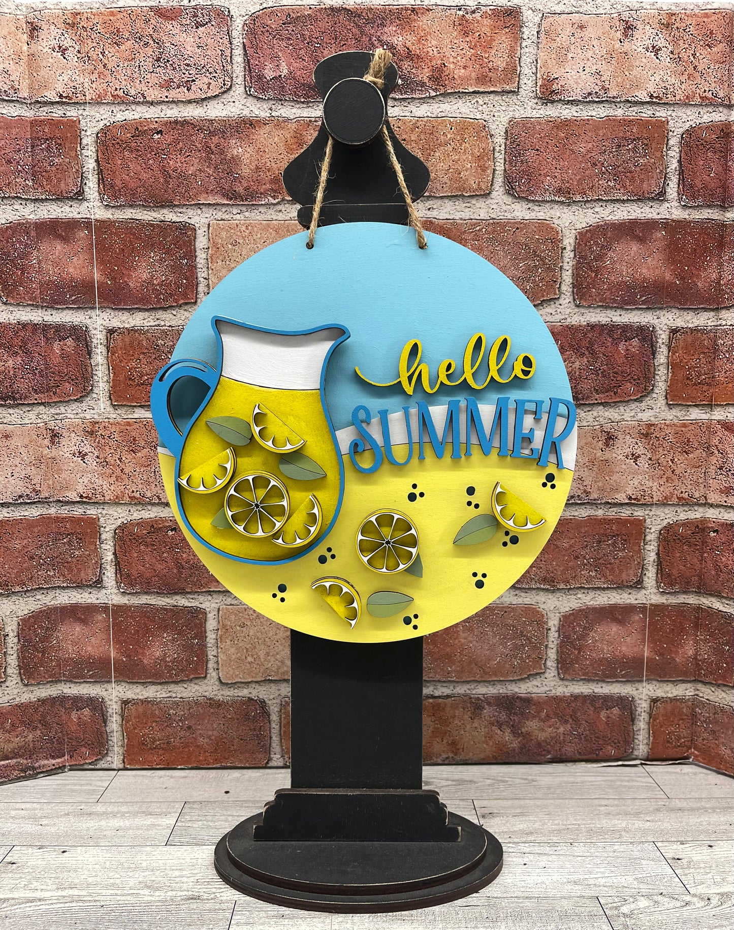 Hello Summer Lemon sign kit, unpainted wooden cutouts - diy kit ready for you to paint, includes the circle