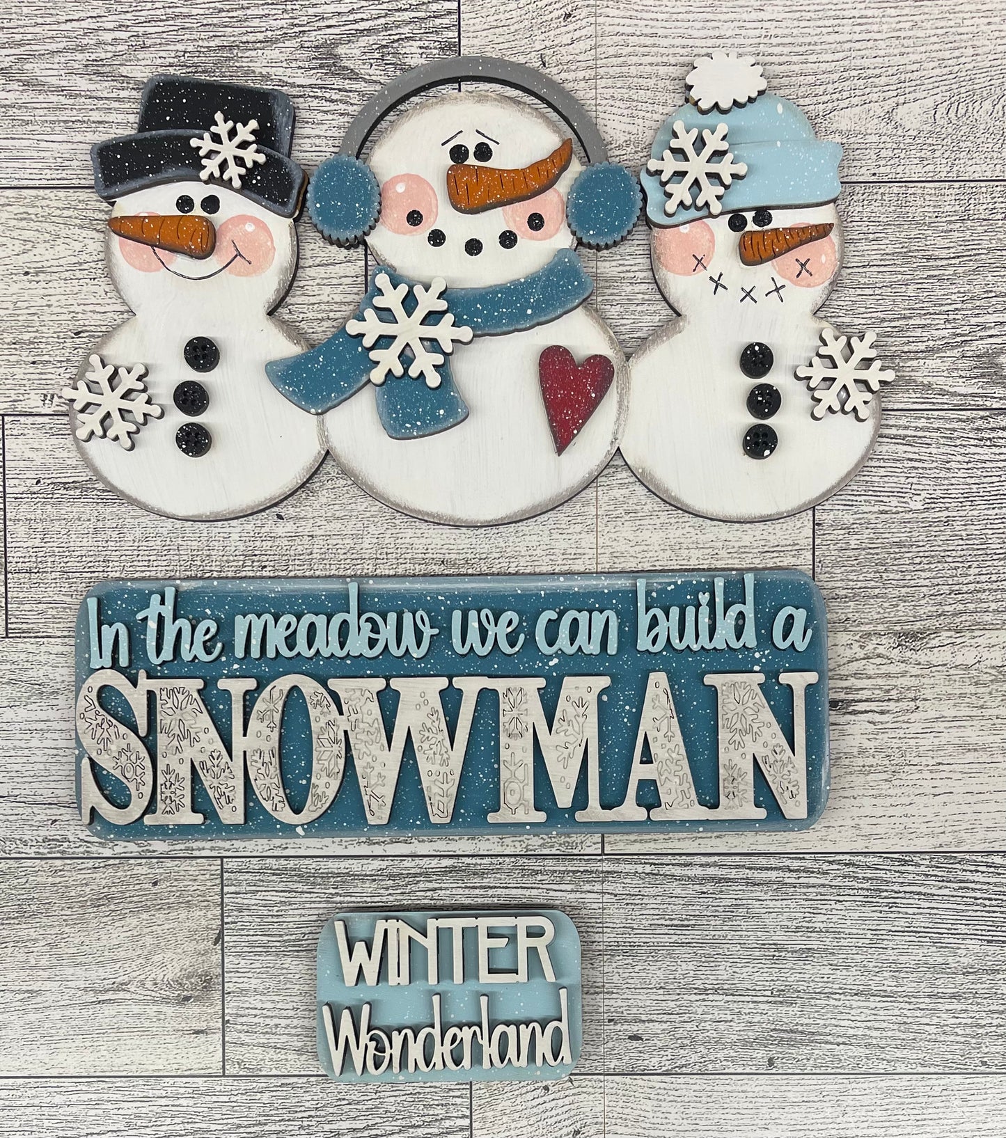 Winter - Snowmen - In the meadow we can build a Snowman Truck insert only, unpainted wood cutouts, ready for you to paint, does not include truck
