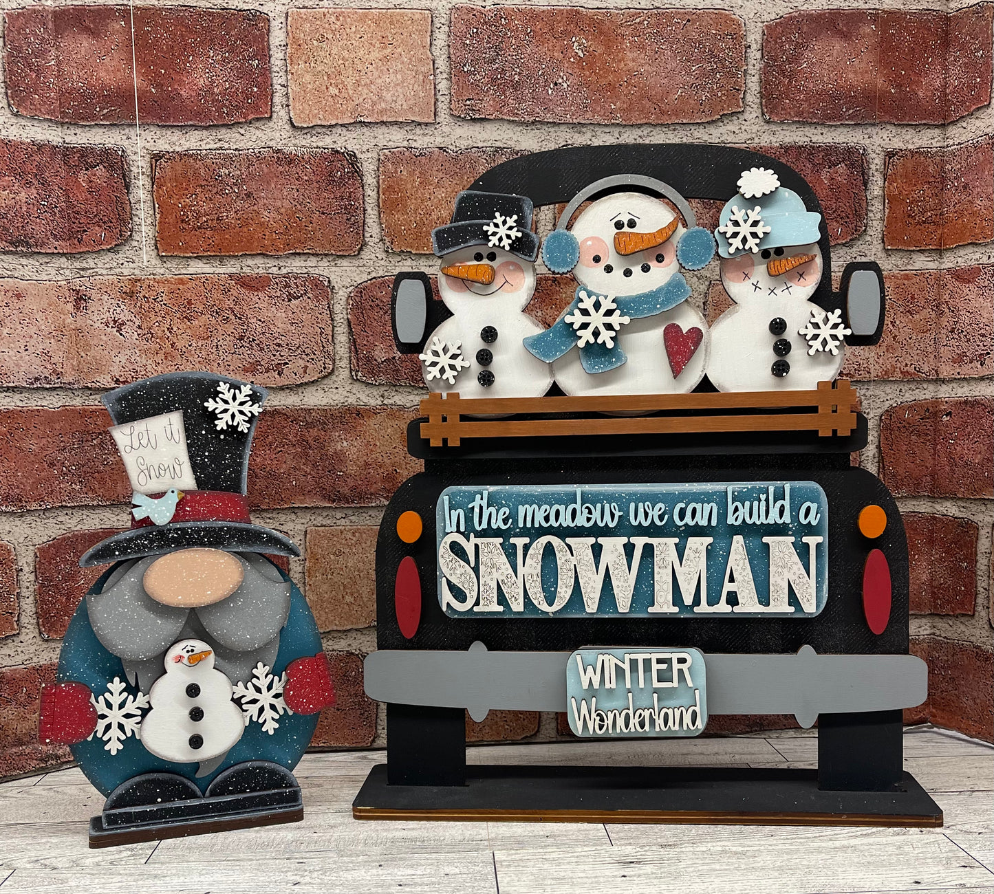 Winter - Snowmen - In the meadow we can build a Snowman Truck insert only, unpainted wood cutouts, ready for you to paint, does not include truck