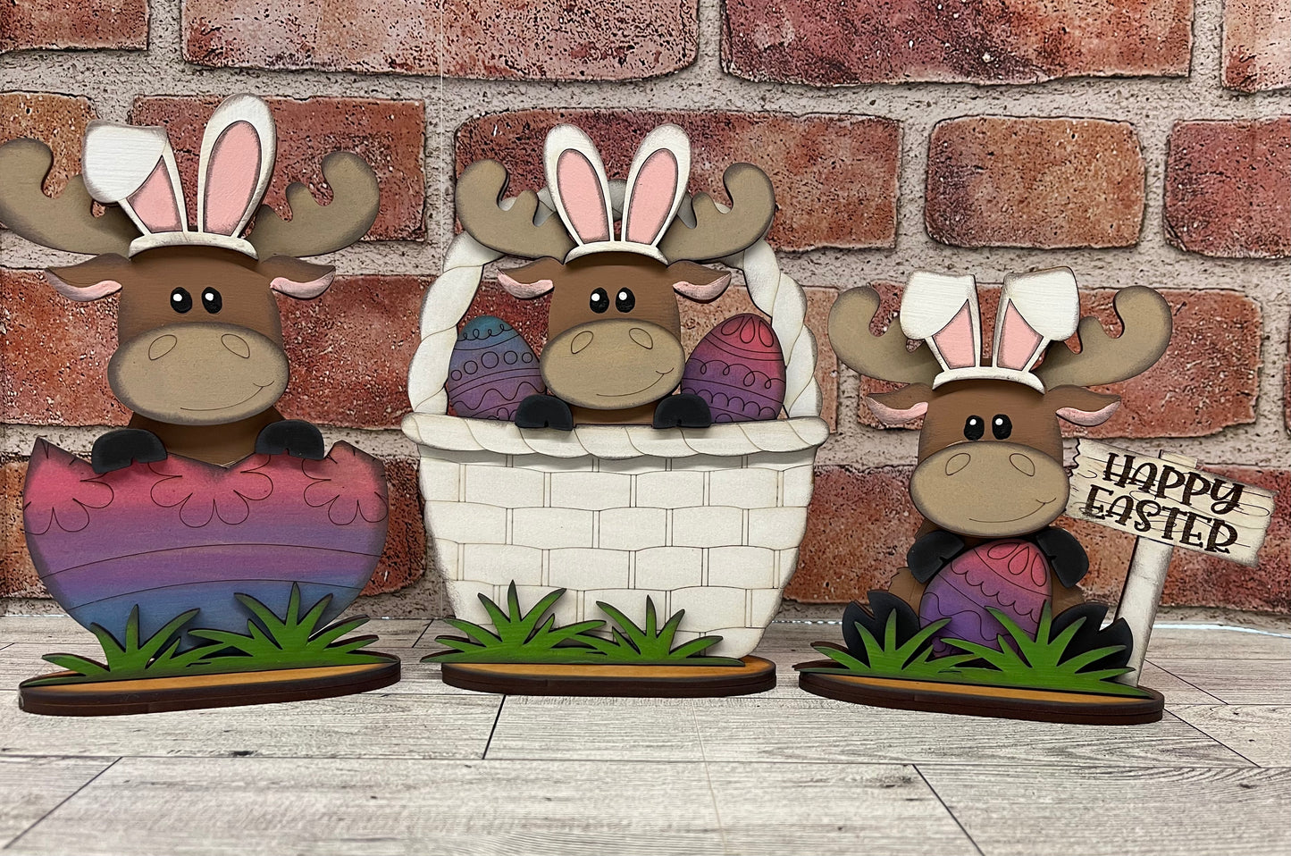 Easter Moose Standers set of 3 - unpainted cutouts ready for you to paint