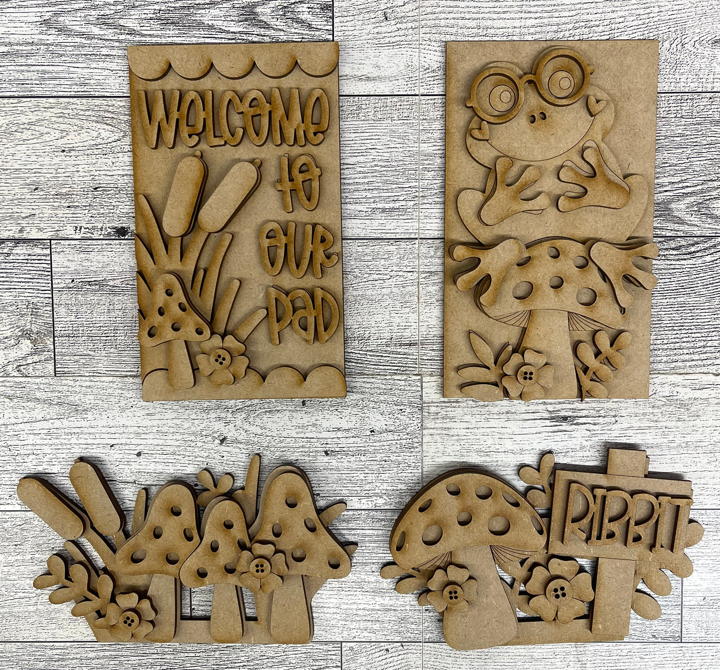 Frog - Welcome to our Pad Insert for the Cottage Cabinet - unpainted wooden cutouts, ready for you to paint (Copy)