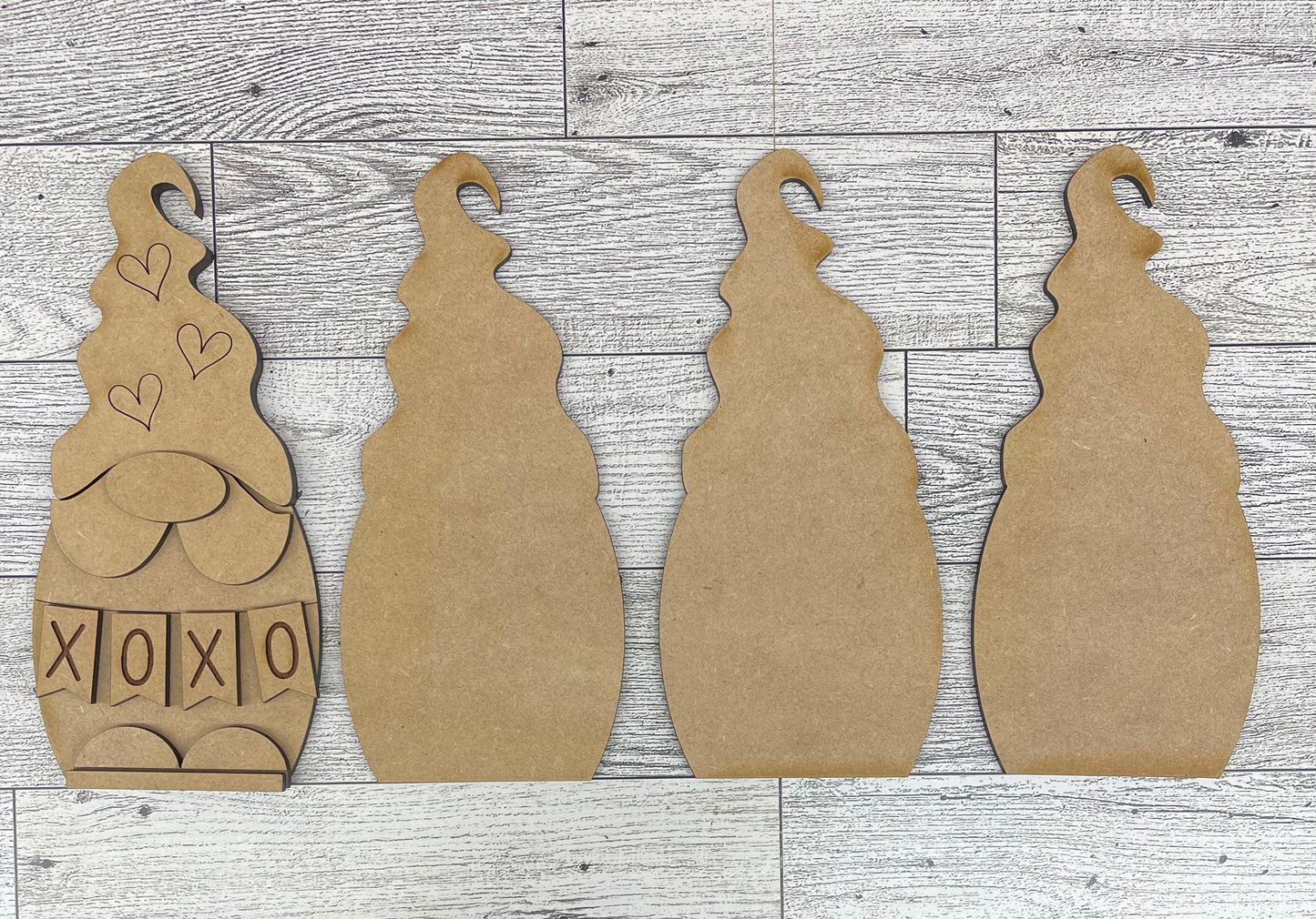 Chunky Valentine’s, St. Patricks, Easter Gnome trio- wood cutouts, unpainted ready for you to paint