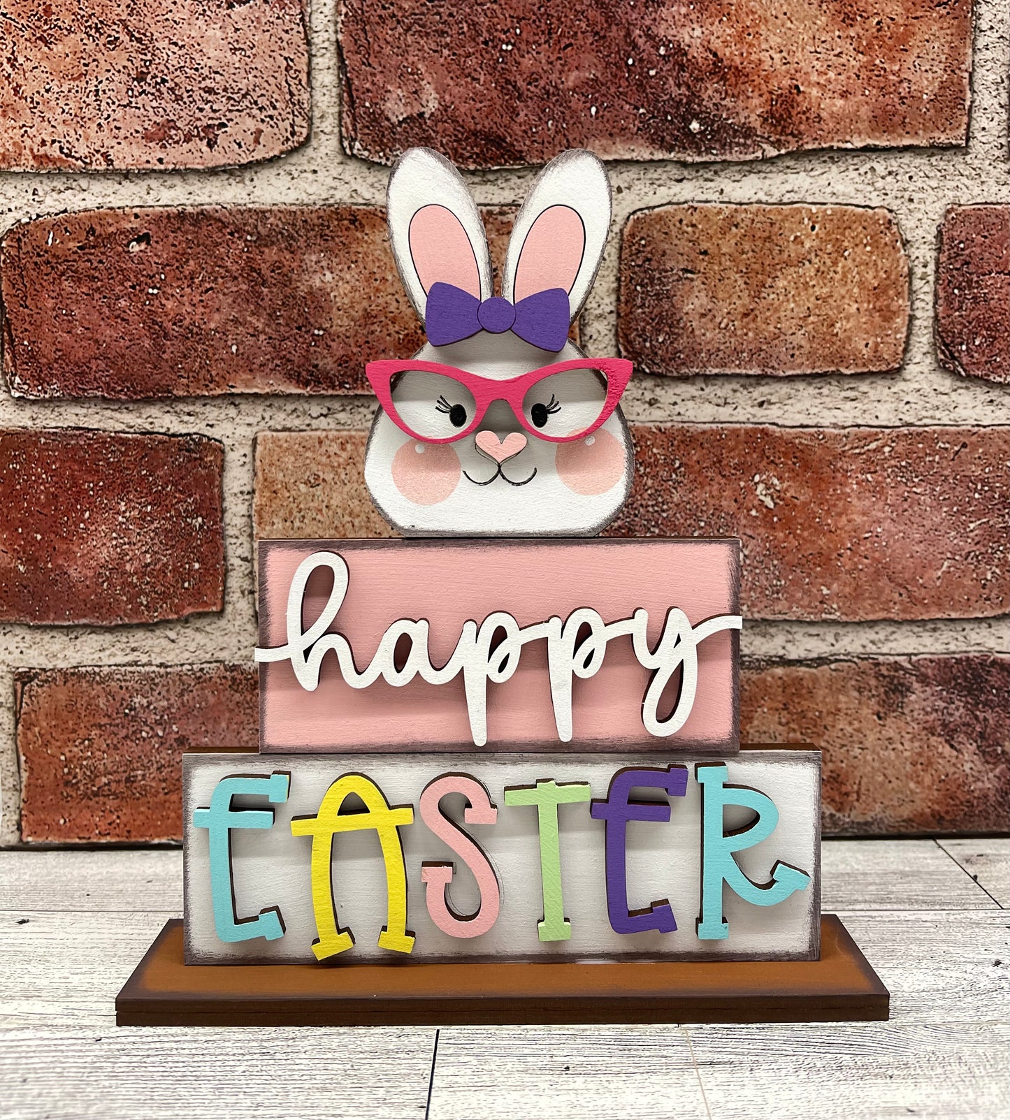 Nerdy Bunny Easter Word Stander unpainted wood cutouts - ready for you to paint