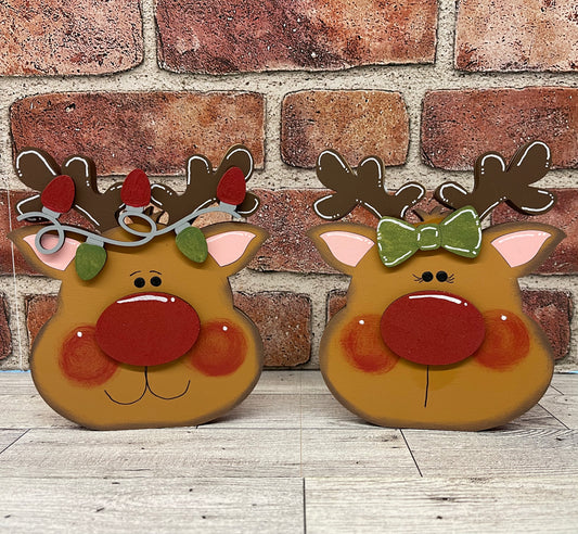 Chunky Reindeer shelf sitters cutouts, unpainted wooden cutout, ready for you to paint