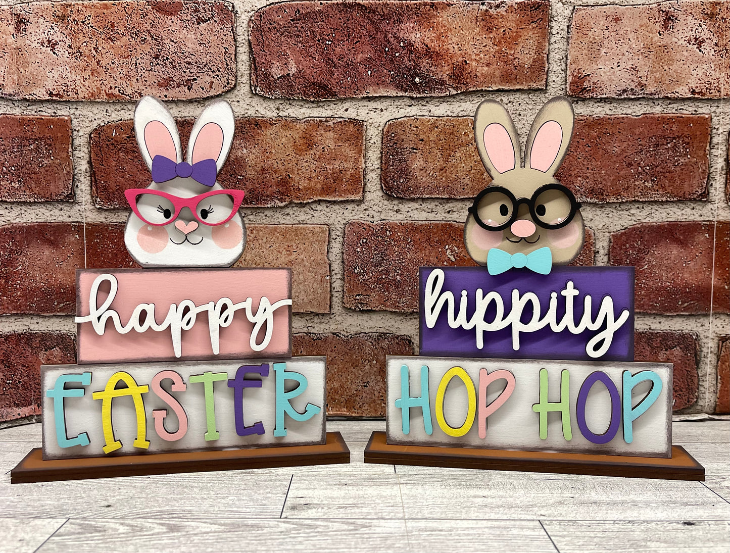 Nerdy Bunny Easter Word Stander unpainted wood cutouts - ready for you to paint