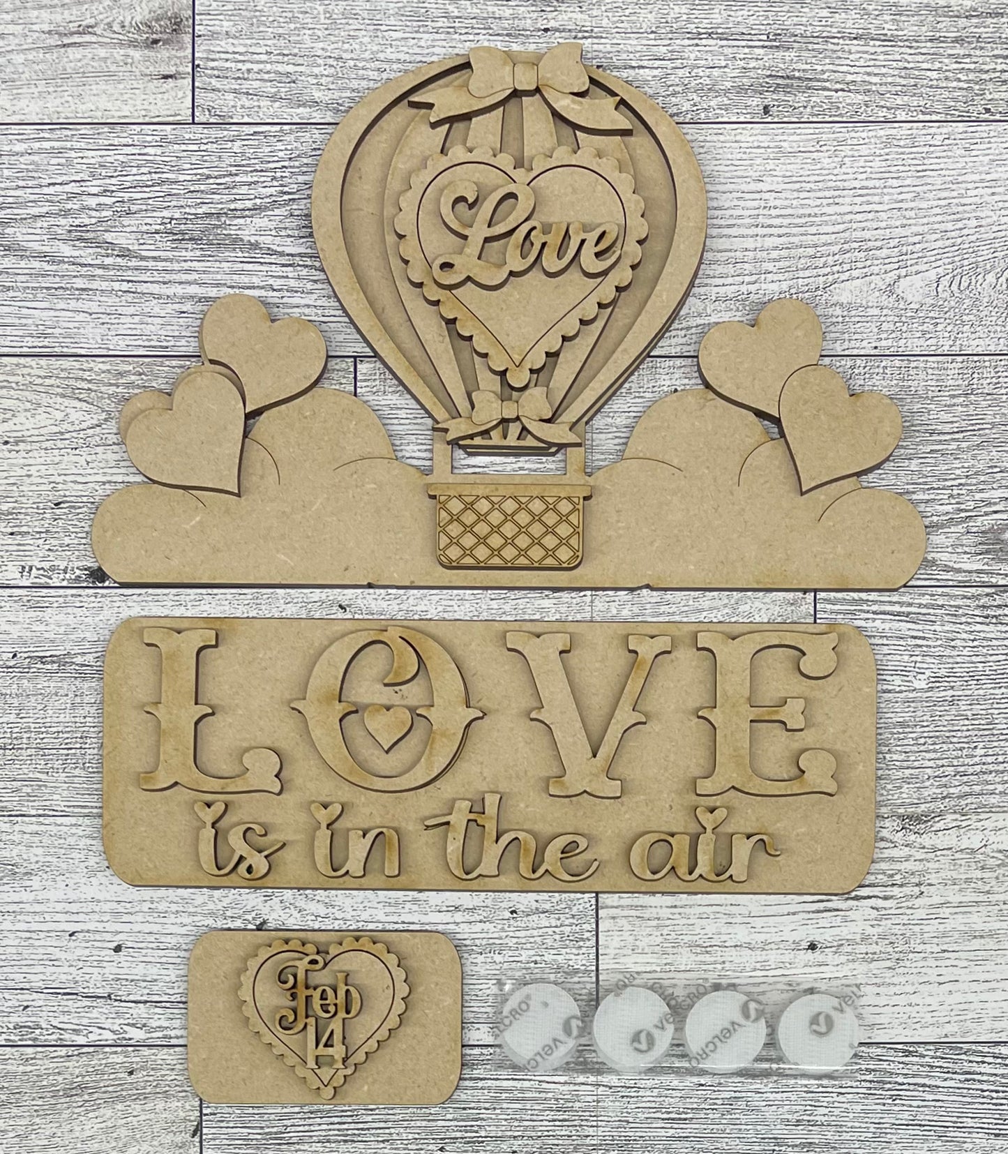 Love is in the Air Valentine’s Day Truck insert only, unpainted wood cutouts, ready for you to paint, does not include truck