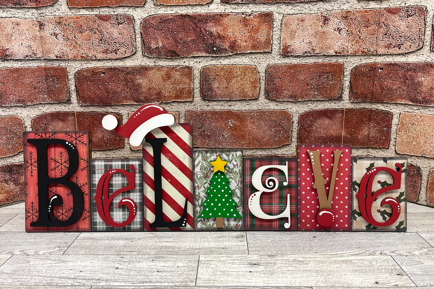 Believe word kit - wood pieces, unpainted wood cutouts, ready for you to paint, scrapbook paper is not included